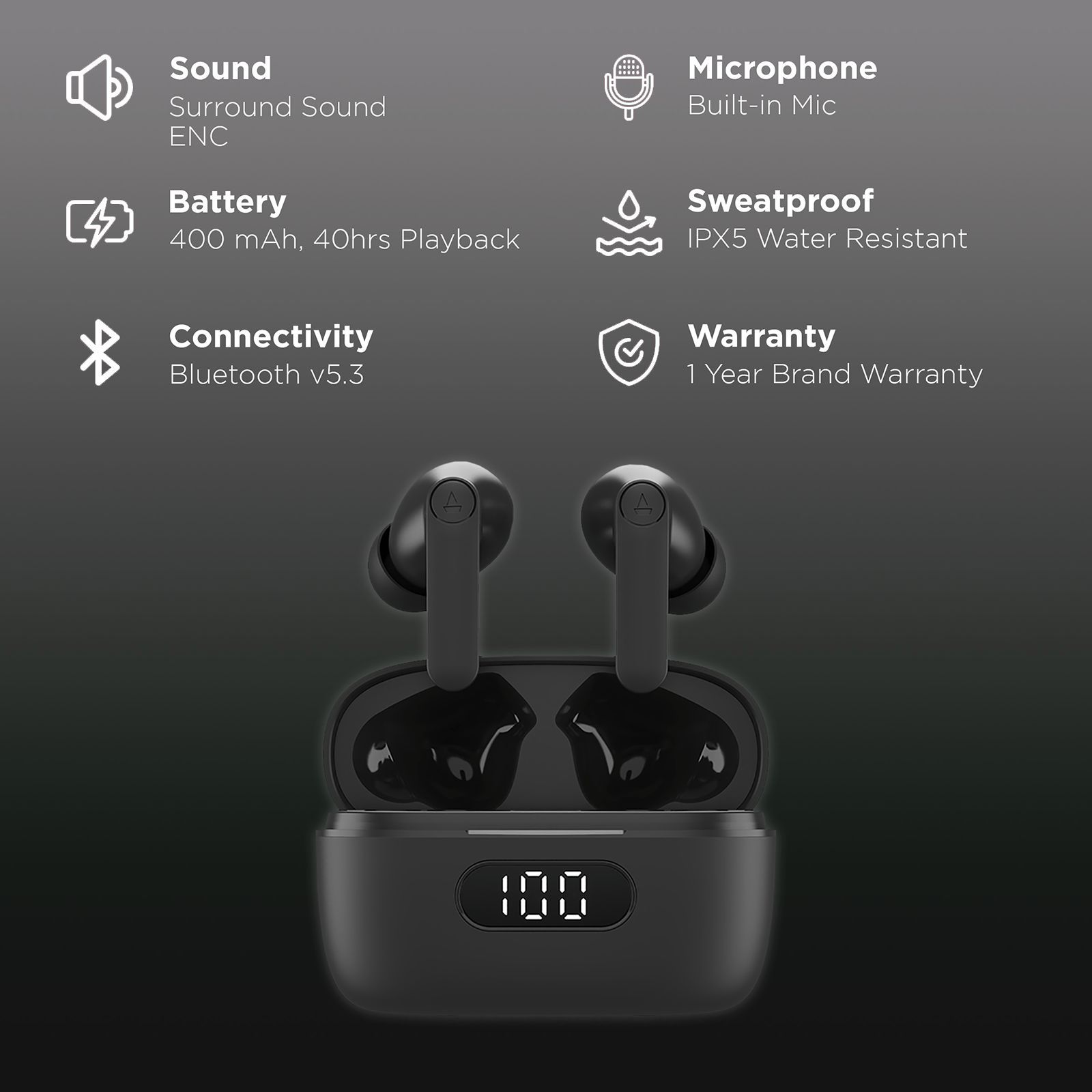 boAt Airdopes 121 Pro TWS Earbuds with Environmental Noise Cancellation Technology (IPX4 Water Resistance, ASAP Charge, Black)_2