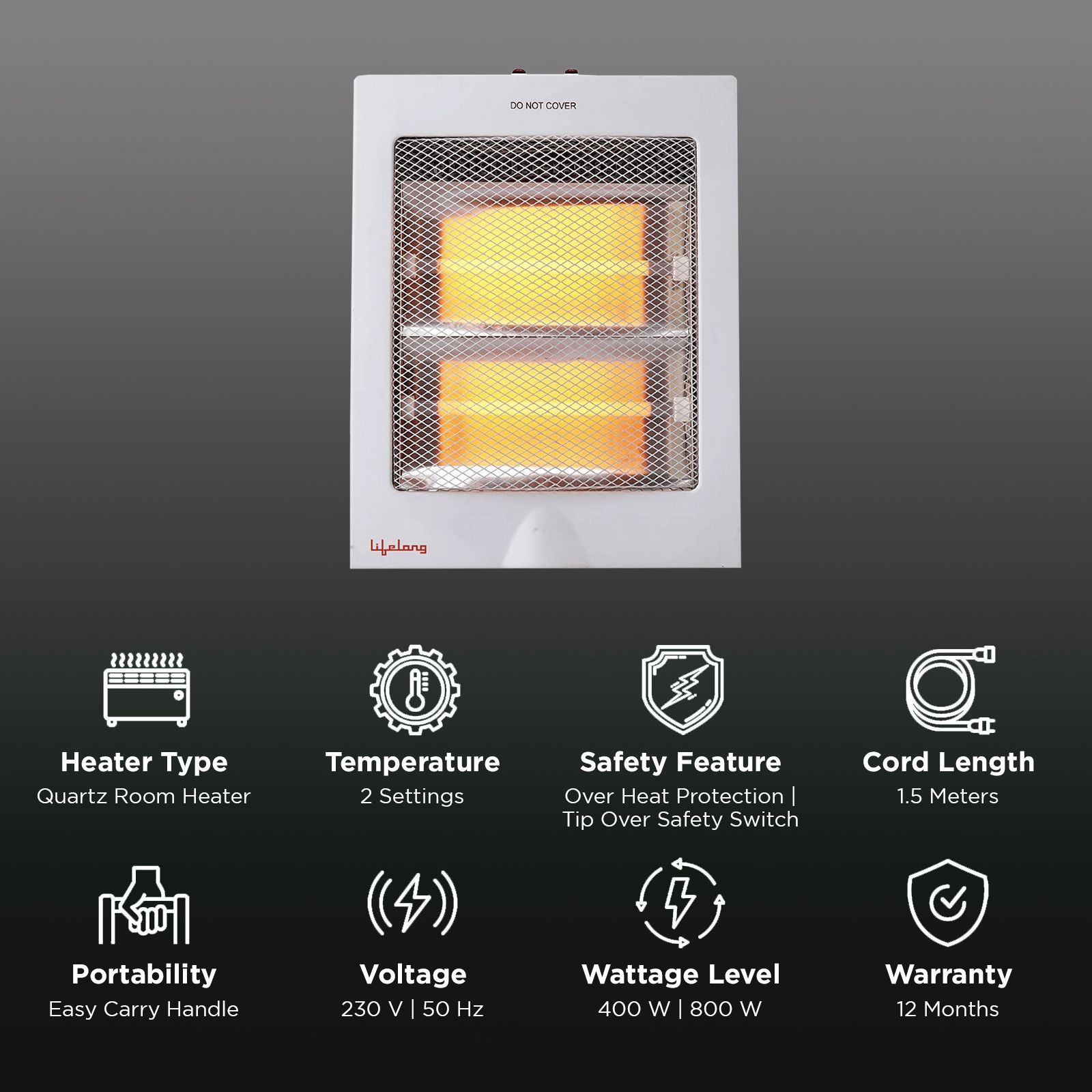 Lifelong Regalia 800W Quartz Room Heater with Radiant Heating (Silent Operation_3