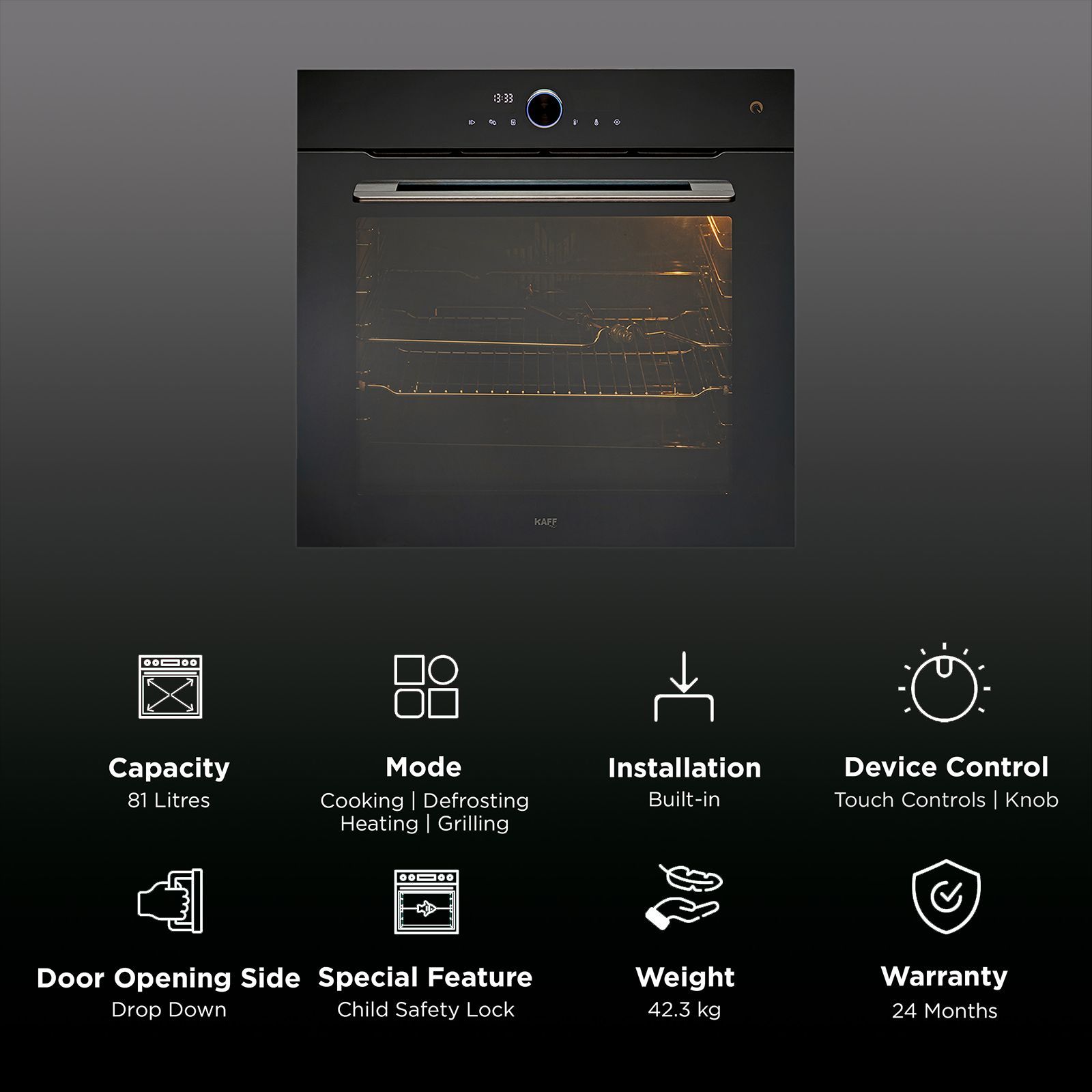 KAFF Series Collection 81L 60cm Built-in Microwave with 3D Hot Air Technology (OV81ZNSC, Black)_3