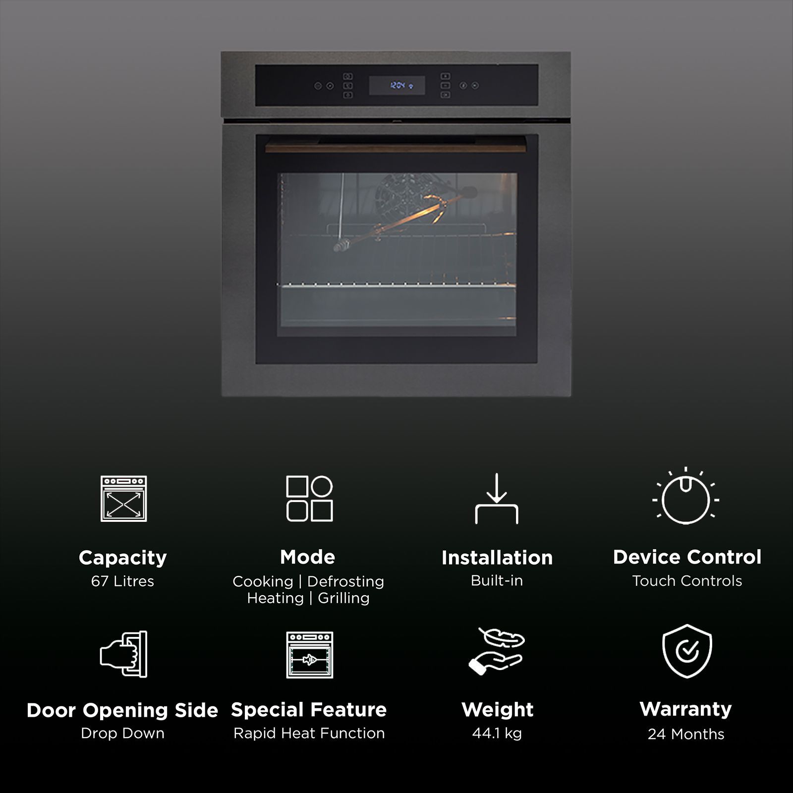 KAFF Series Mazzini 67L 60cm Built-in Electric Microwave with Memory Function (MZOV6TN, Black)_3