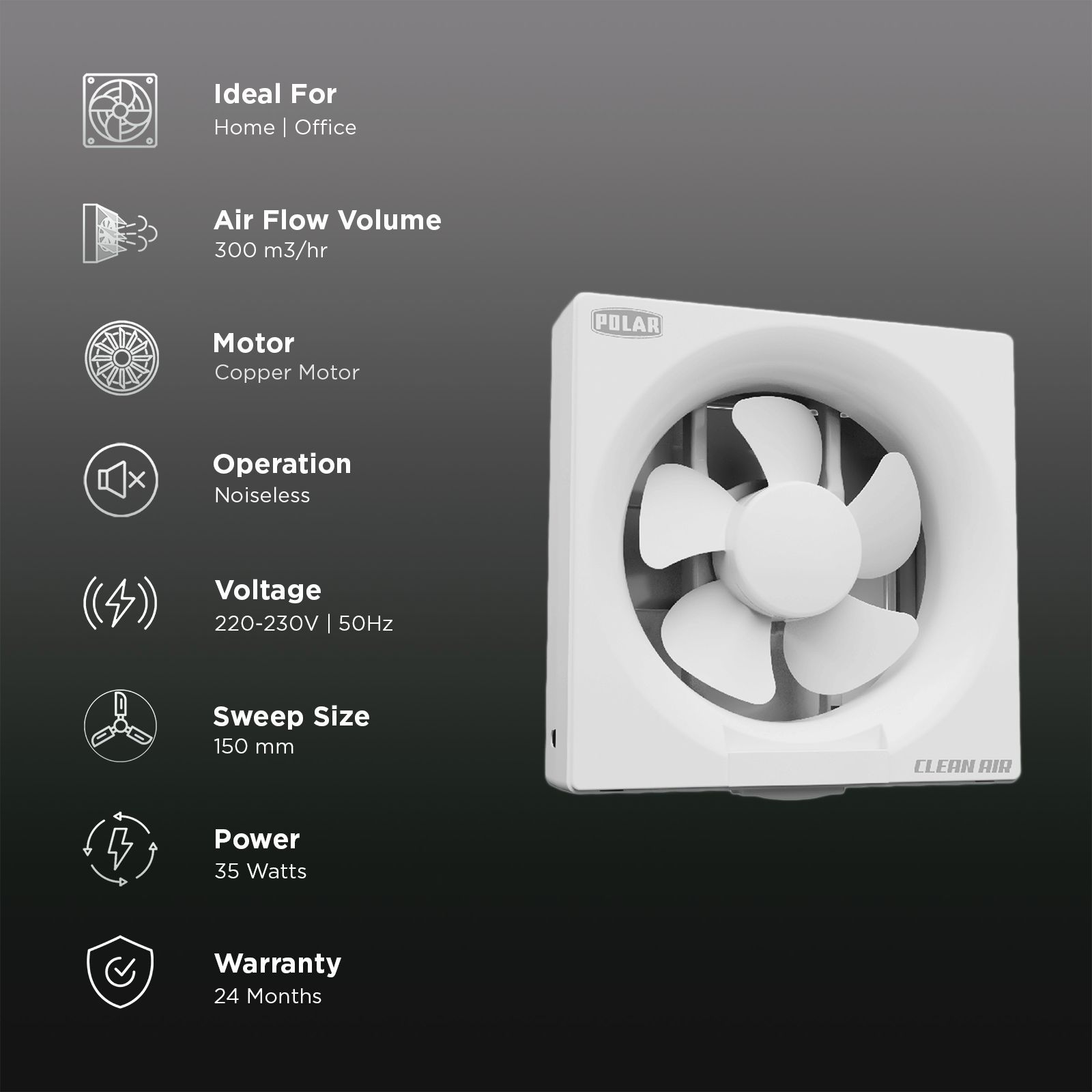 POLAR Clean Air Passion 150mm Exhaust Fan (Noiseless Operation, White)_3