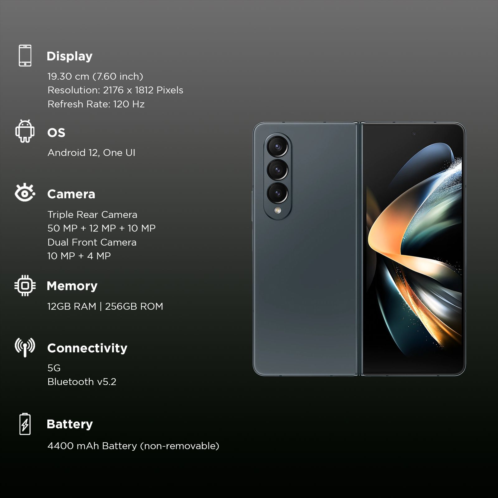 SAMSUNG Galaxy Z Fold4 5G (12GB RAM, 256GB, Graygreen)_3