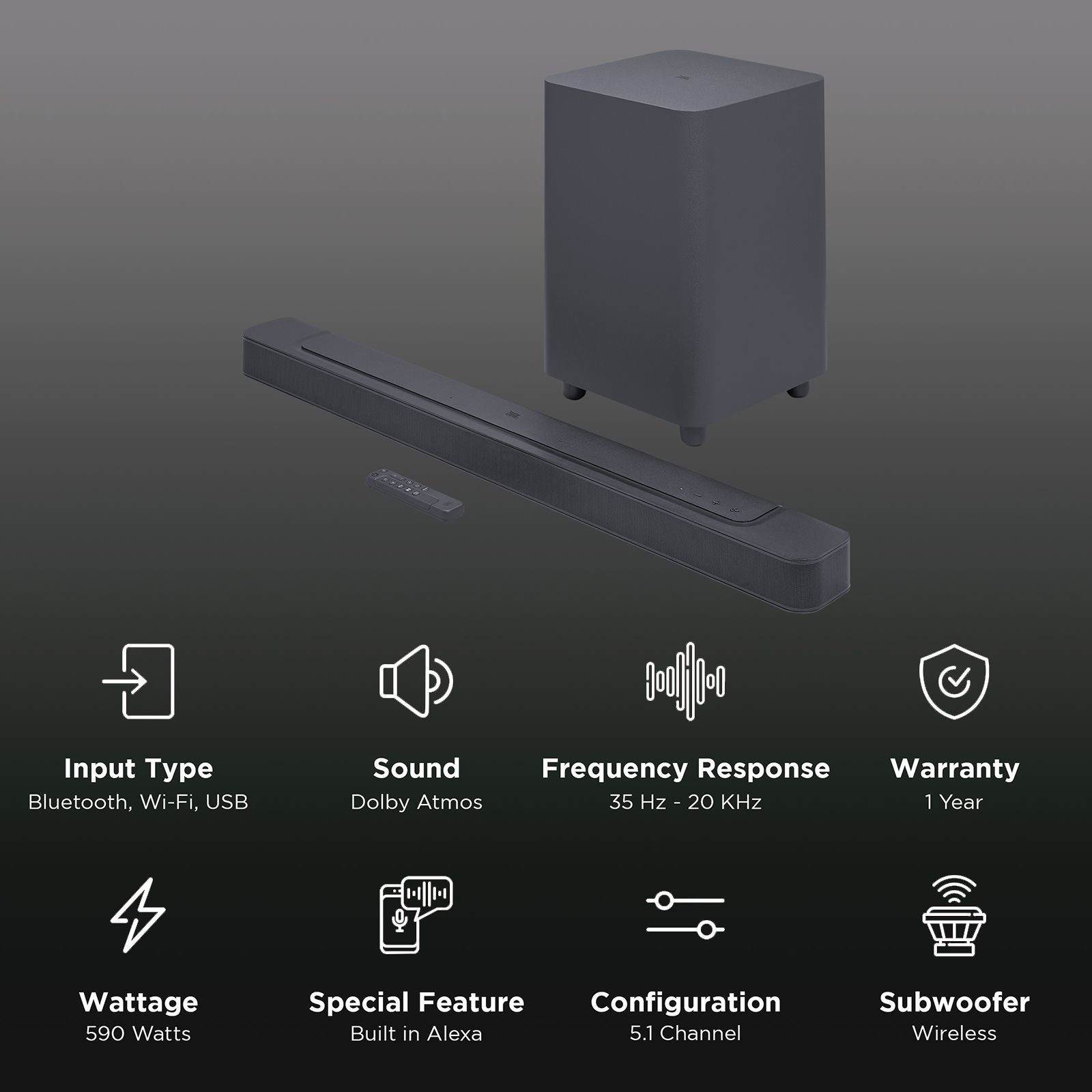 JBL Bar 500 Pro 590W Bluetooth Soundbar with Remote (Dolby Atmos, 5.1 Channel, Black) JBL Bar 500 Pro 590W Bluetooth Soundbar with Remote (Dolby Atmos, 5.1 Channel, Black)_2