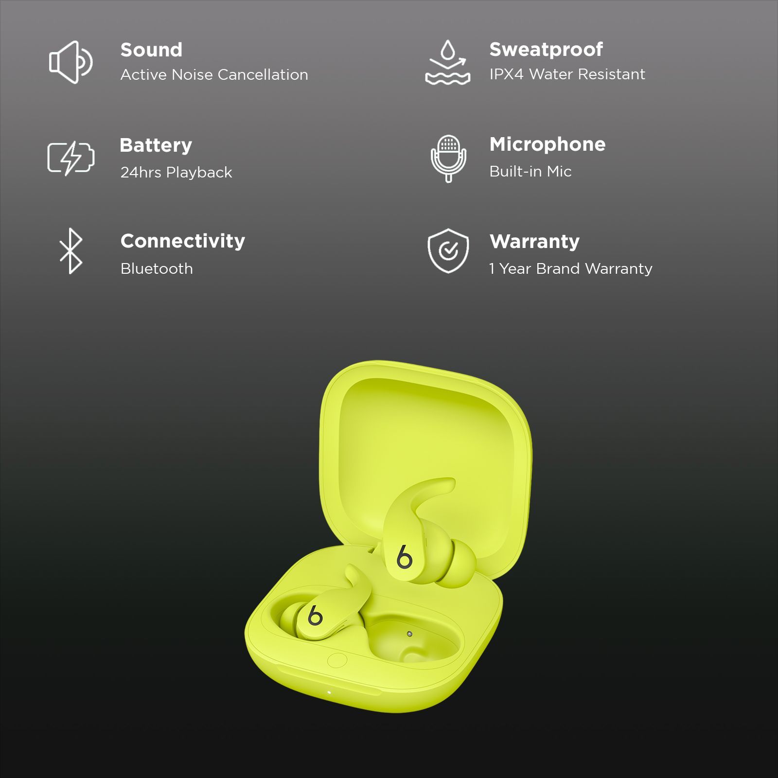 beats Fit Pro TWS Earbuds with Active Noise Cancellation (IPX4 Water Resistant, Fast Fuel Charging, Volt Yellow)_2