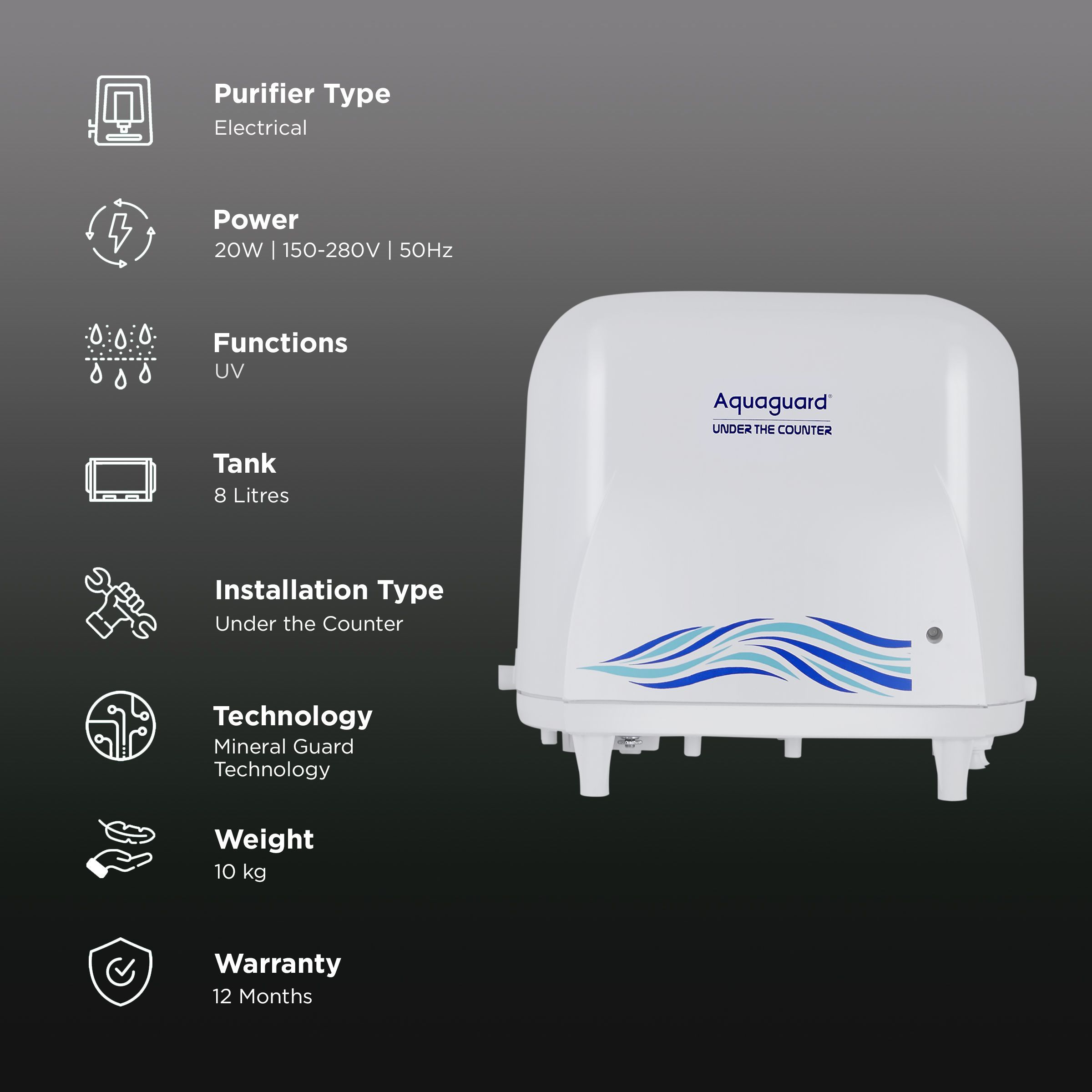 Aquaguard UTC 8L UV Water Purifier with Mineral Guard Technology (White)_3