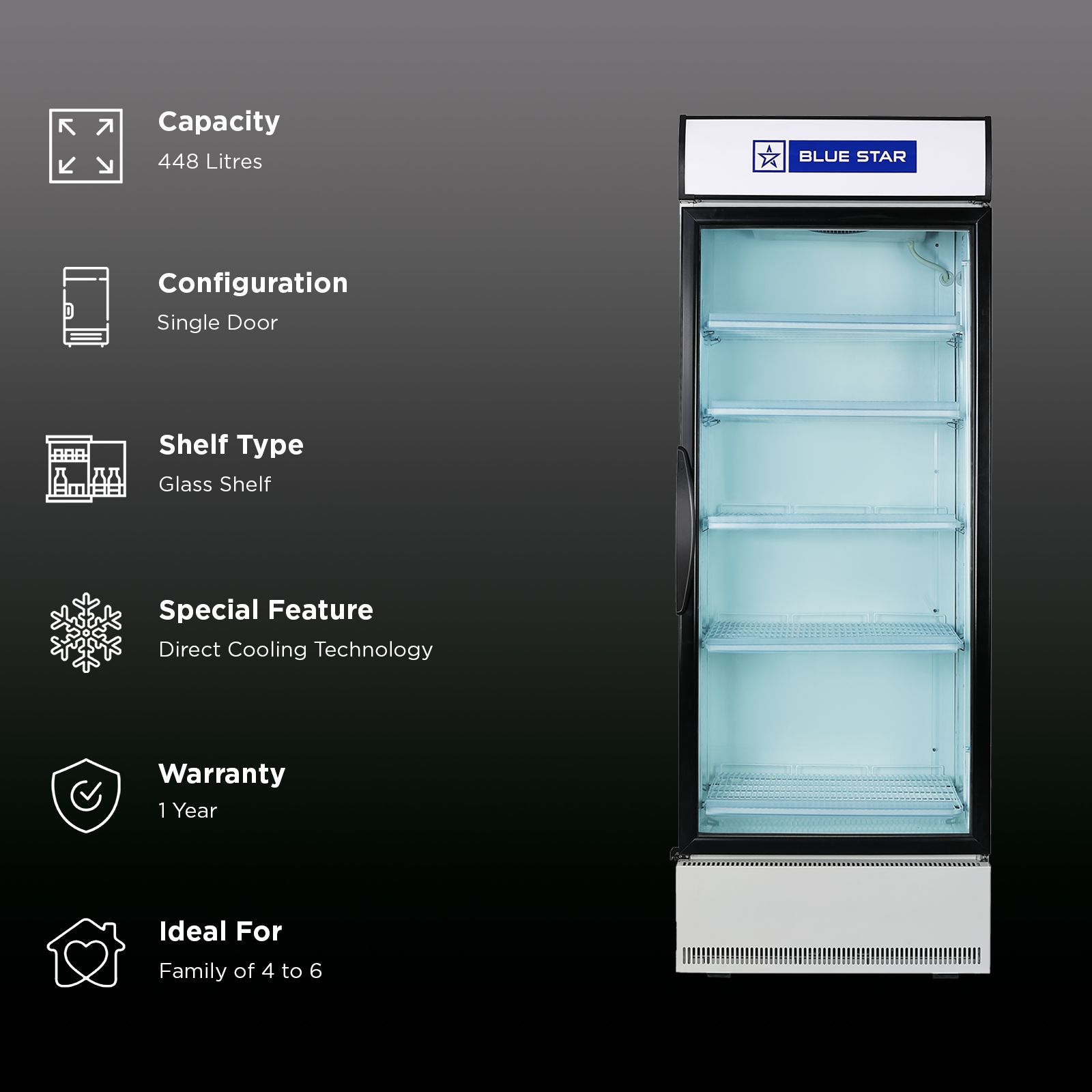 Blue Star 448 Litres Direct Cool Single Door Refrigerator with Temperature Settings (SC500F, White)_3