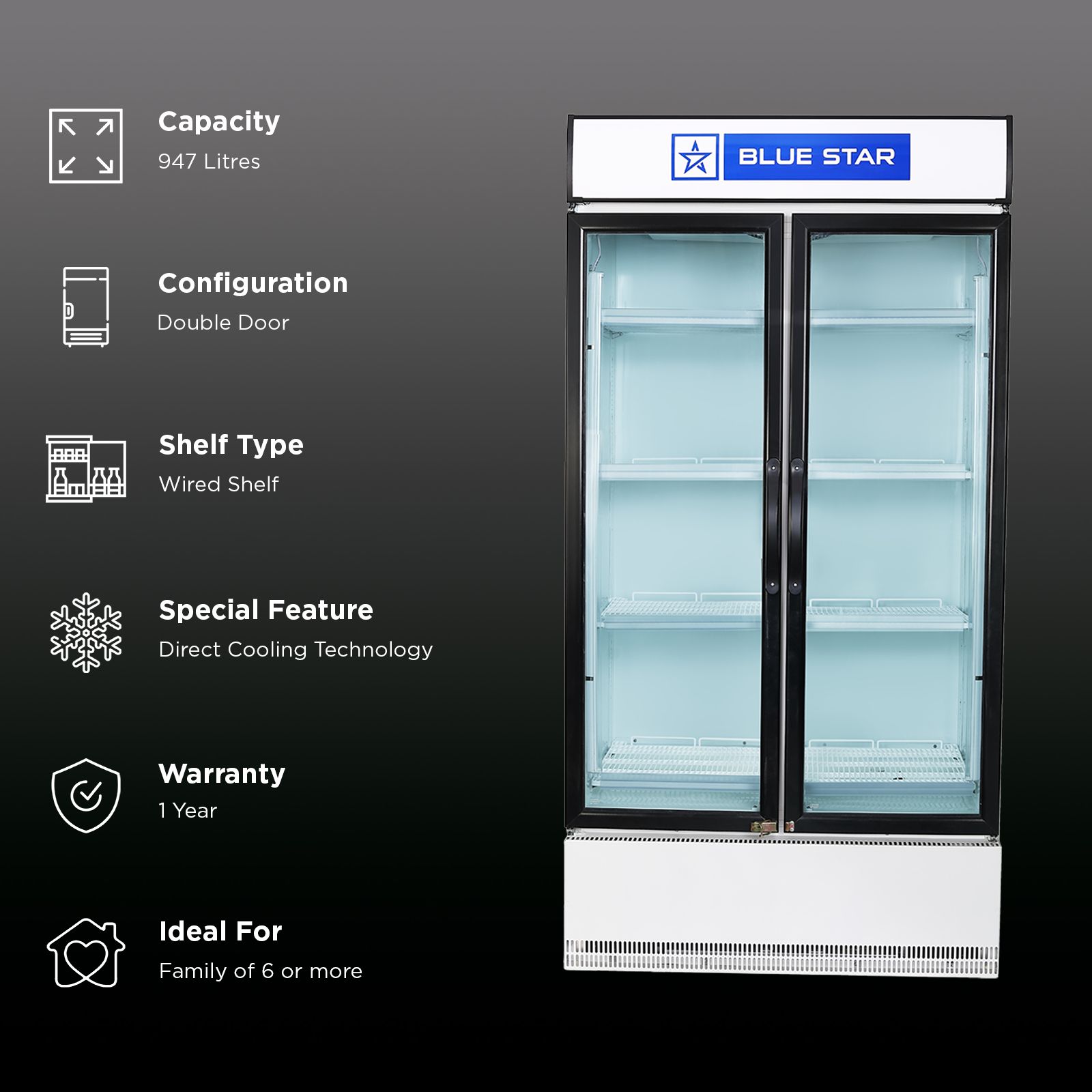 Blue Star 947 Litres Direct Cool Double Door Refrigerator with Temperature Settings (SC1000F, White)_3
