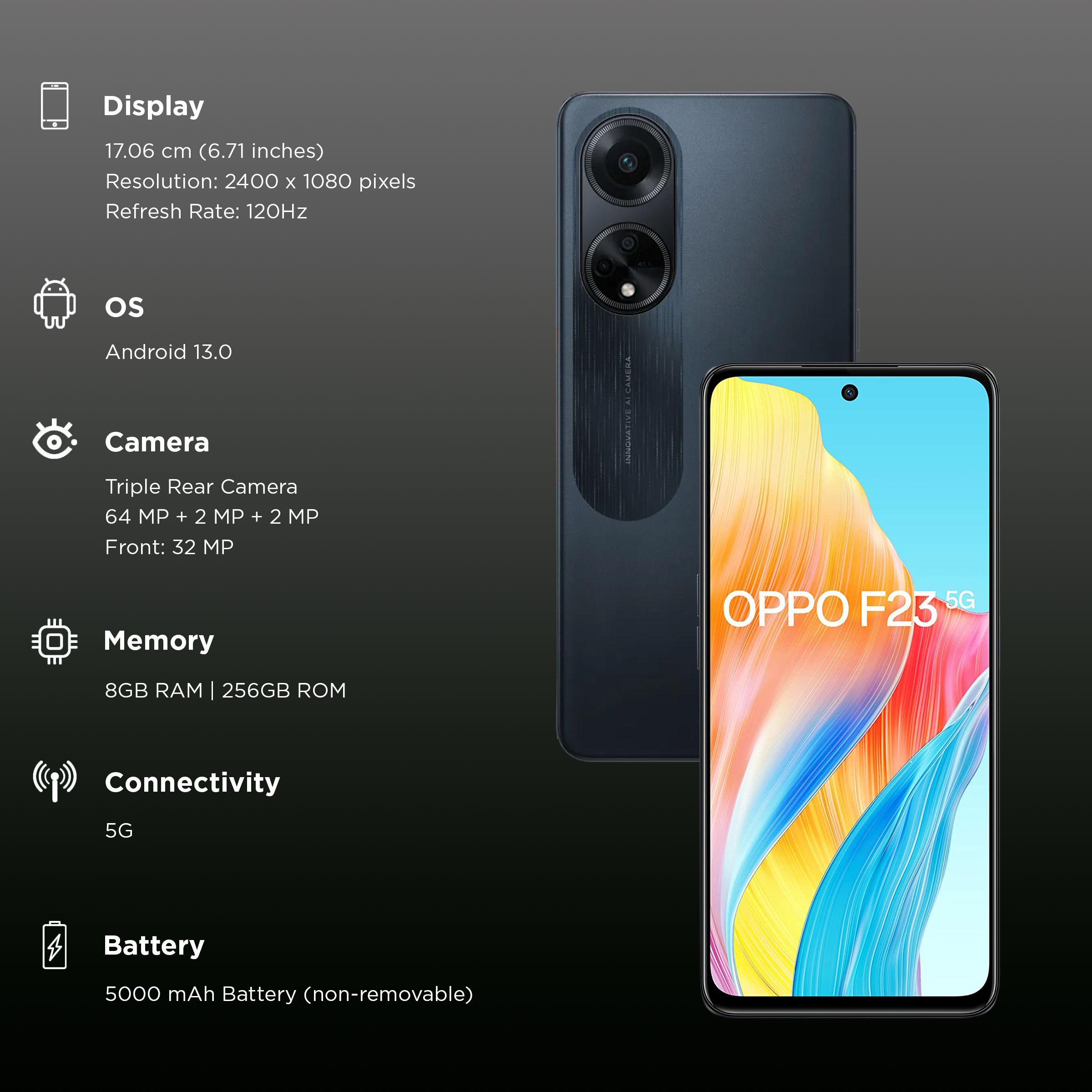 oppo F23 5G (8GB RAM, 256GB, Cool Black)_3