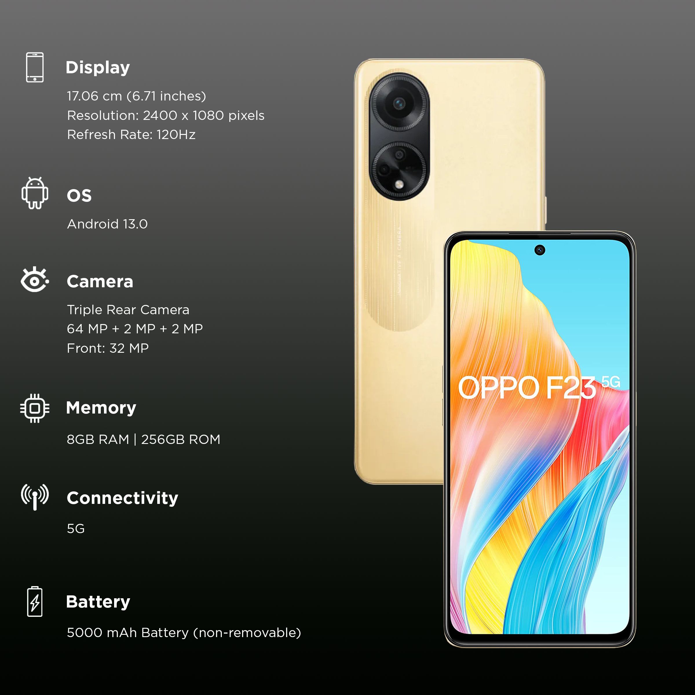 oppo F23 5G (8GB RAM, 256GB, Bold Gold) oppo F23 5G (8GB RAM, 256GB, Bold Gold)_3