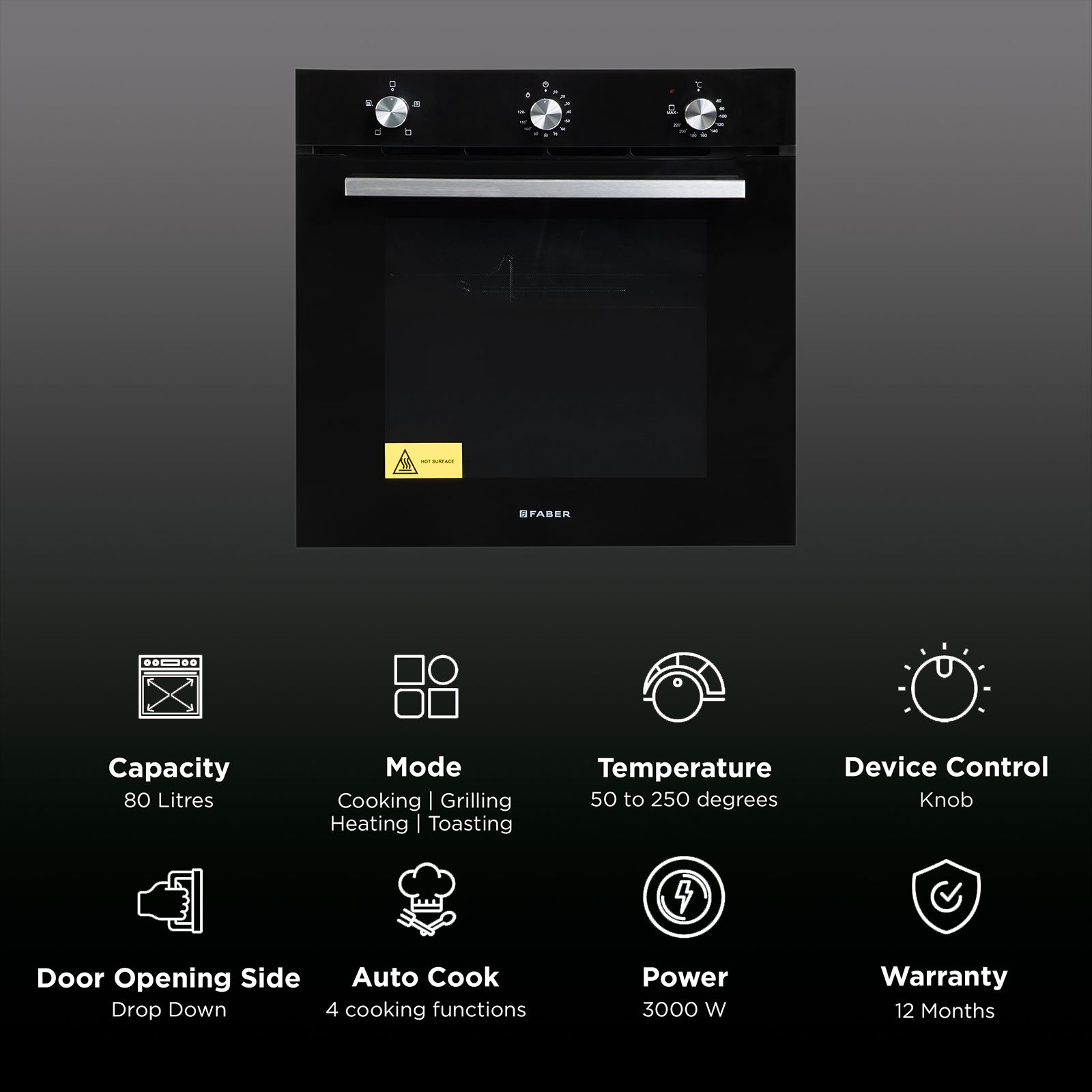 FABER FBIO 4F BK 80L Built-in Microwave Oven with Mechanical Timer (116.0680.002, Black)_3