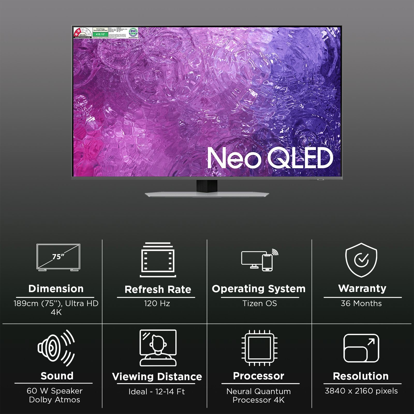 SAMSUNG 9 Series 189 cm (75 inch) QLED 4K Ultra HD Smart Neo Tizen TV with Quantum Matrix Technology (2023 model) SAMSUNG 9 Series 189 cm (75 inch) QLED 4K Ultra HD Smart Neo Tizen TV with Quantum Matrix Technology (2023 model)_2