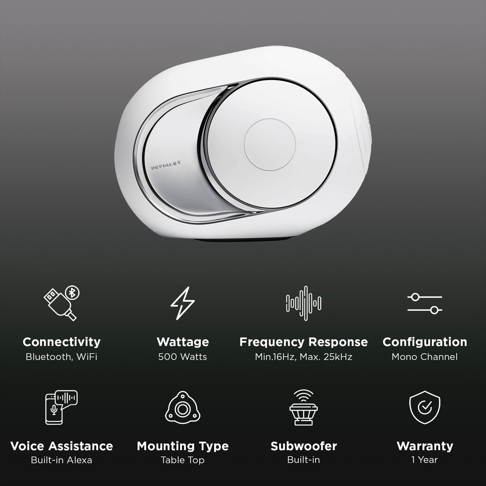 DEVIALET Phantom I Smart Wi-Fi Speaker (Remote Control, Light Chrome)_2