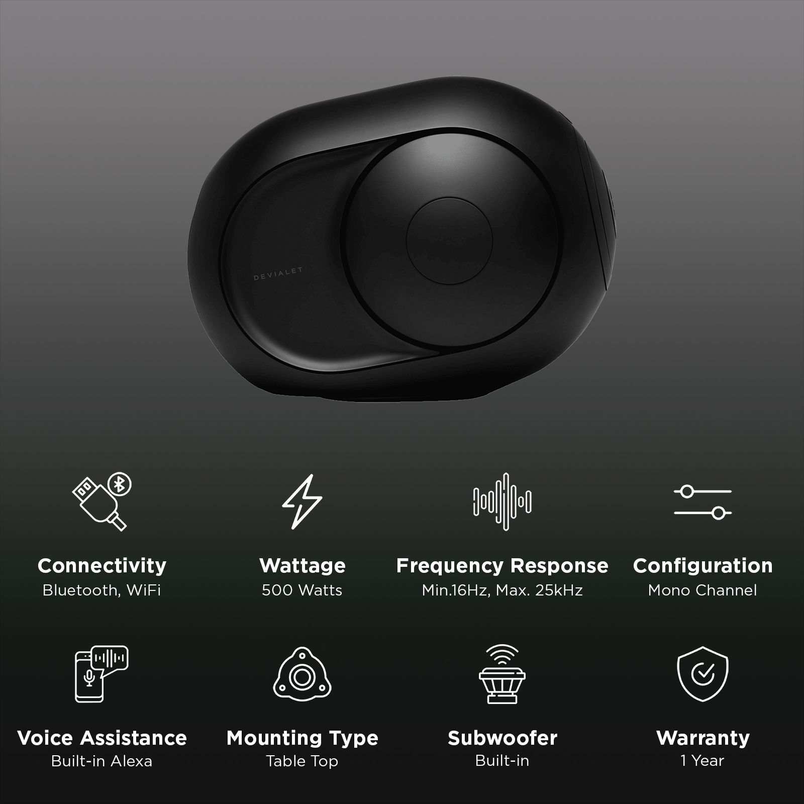 DEVIALET Phantom I Smart Wi-Fi Speaker (Remote Control, Matte Black)_2