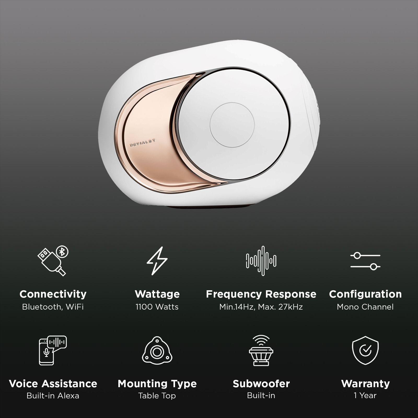 DEVIALET Phantom I Smart Wi-Fi Speaker (Remote Control, Gold)_2