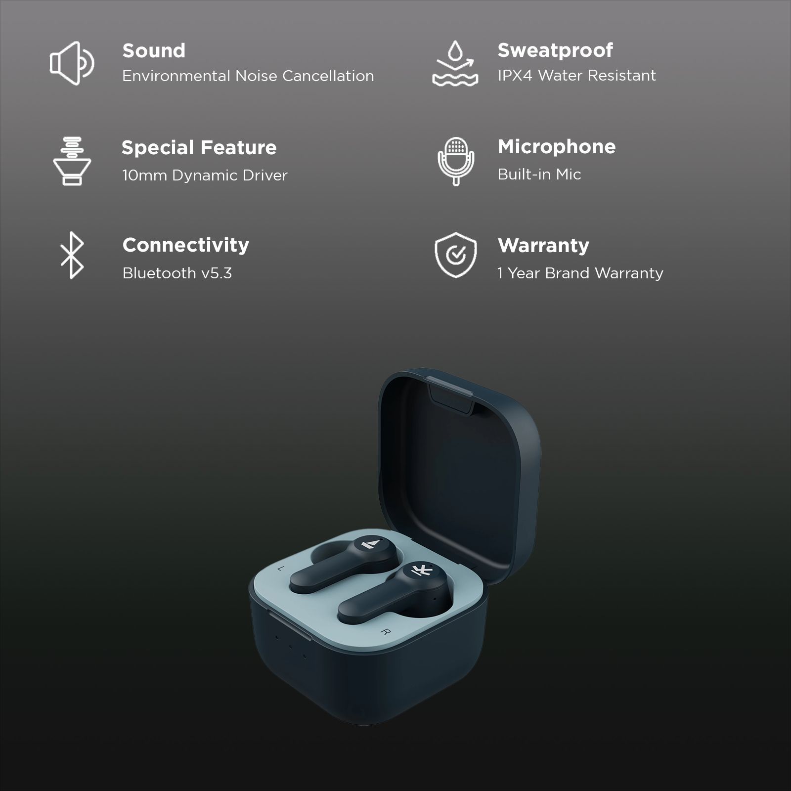 boAt Airdopes Crude TWS Earbuds with Environmental Noise Cancellation (IPX4 Water Resistant, ASAP Charge, Cool Emerald)_2