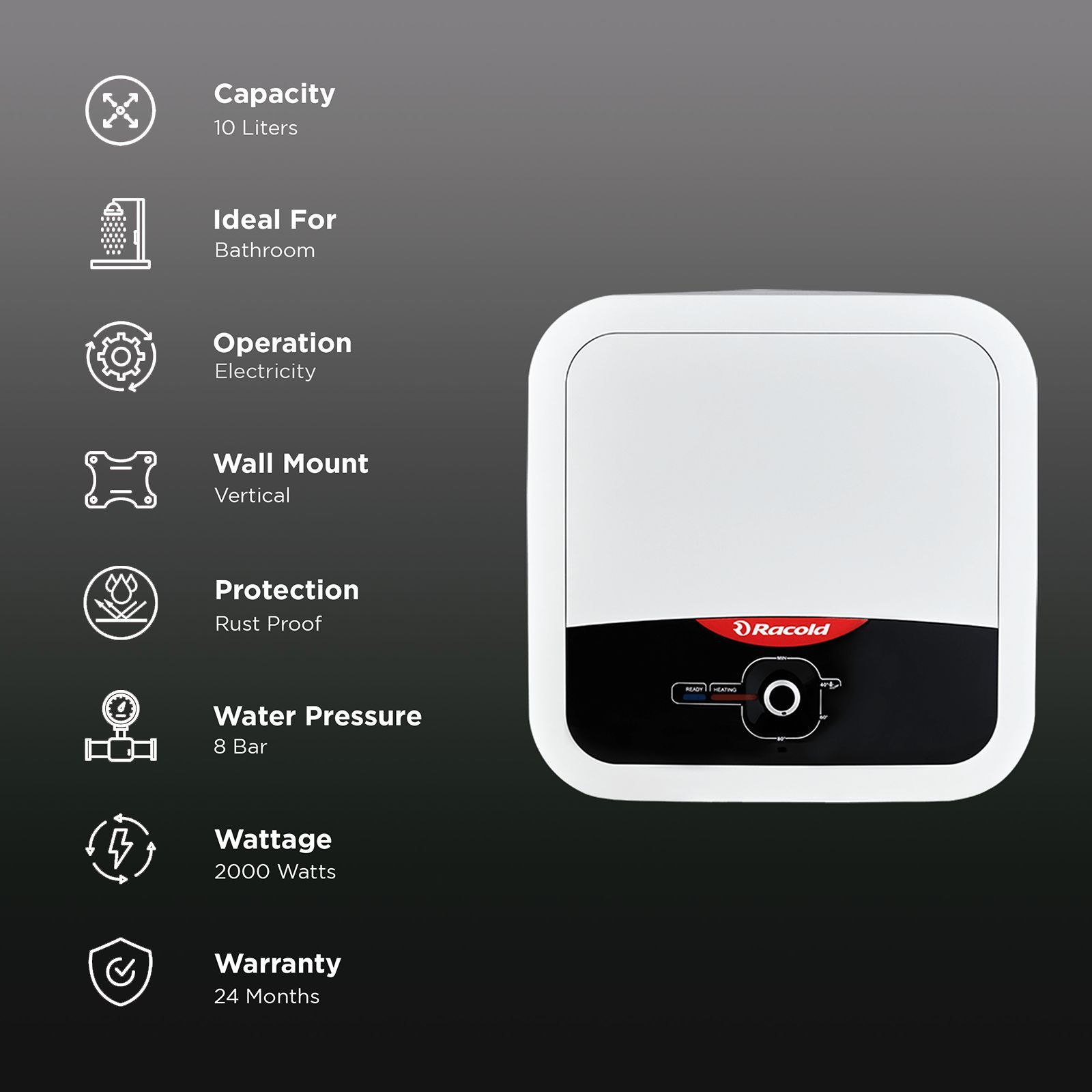 Racold Omnis RS 10 Litre 5 Star Vertical Storage Geyser with HPR Technology (White)_3