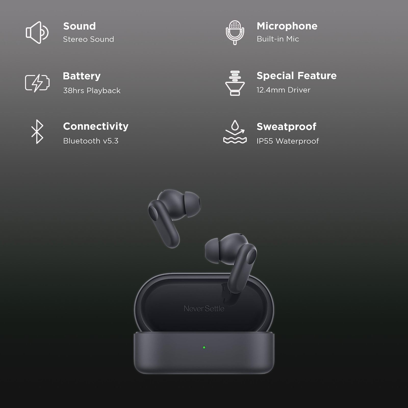 OnePlus Nord Buds 2r TWS Earbuds with AI Noise Cancellation (IP55 Water & Sweat Resistant, 38 Hours Playback, Deep Grey)_2