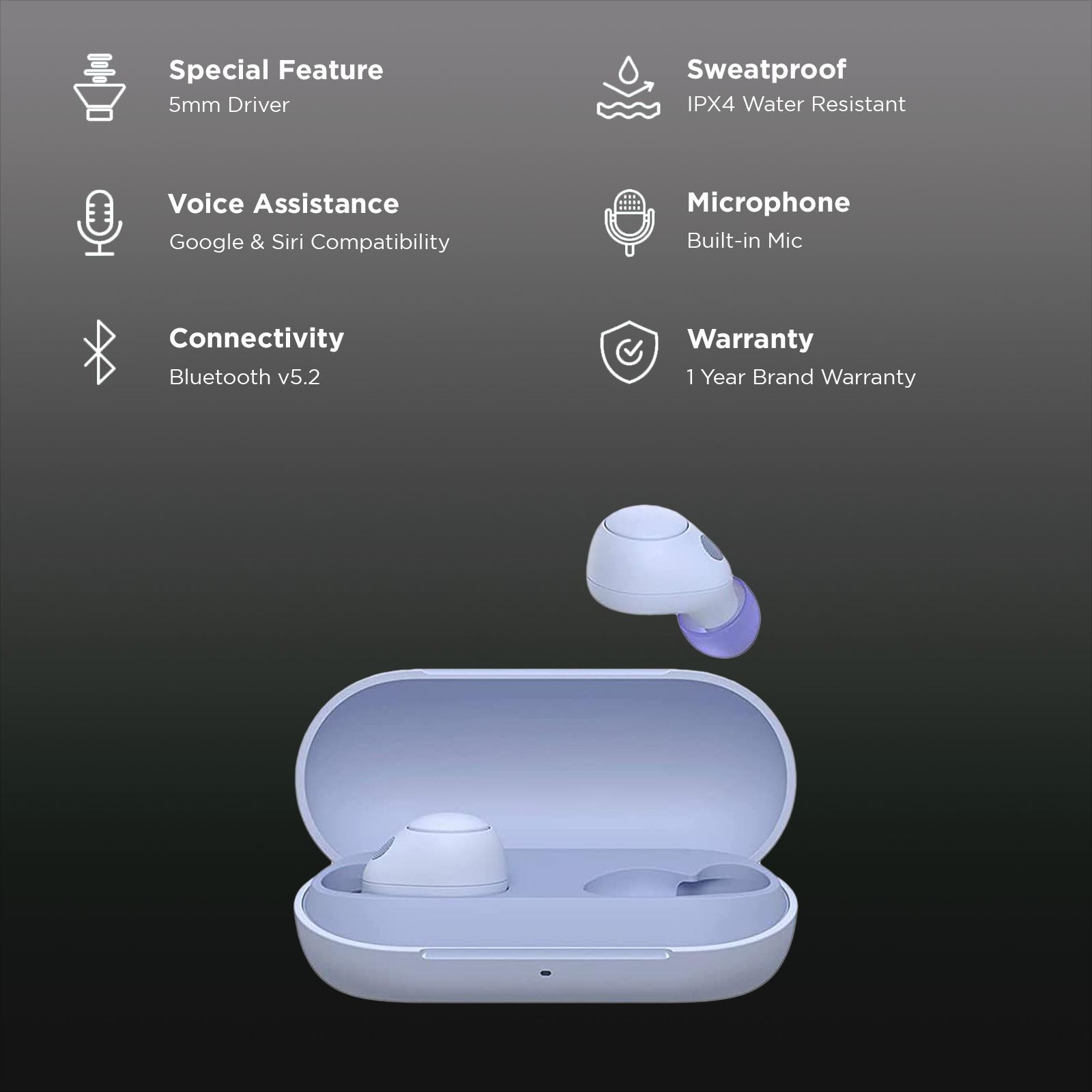 SONY WF-C700N TWS Earbuds with Noise Cancellation (IPX4 Water Resistant, 15 Hours Playback, Violet)_2