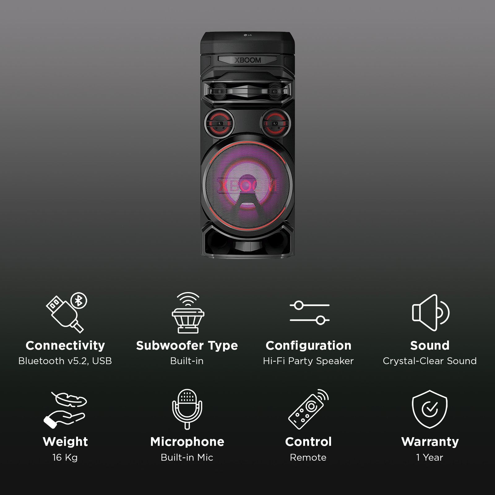 LG XBOOM Bluetooth Party Speaker with Mic (Dolby Audio, Black)_2