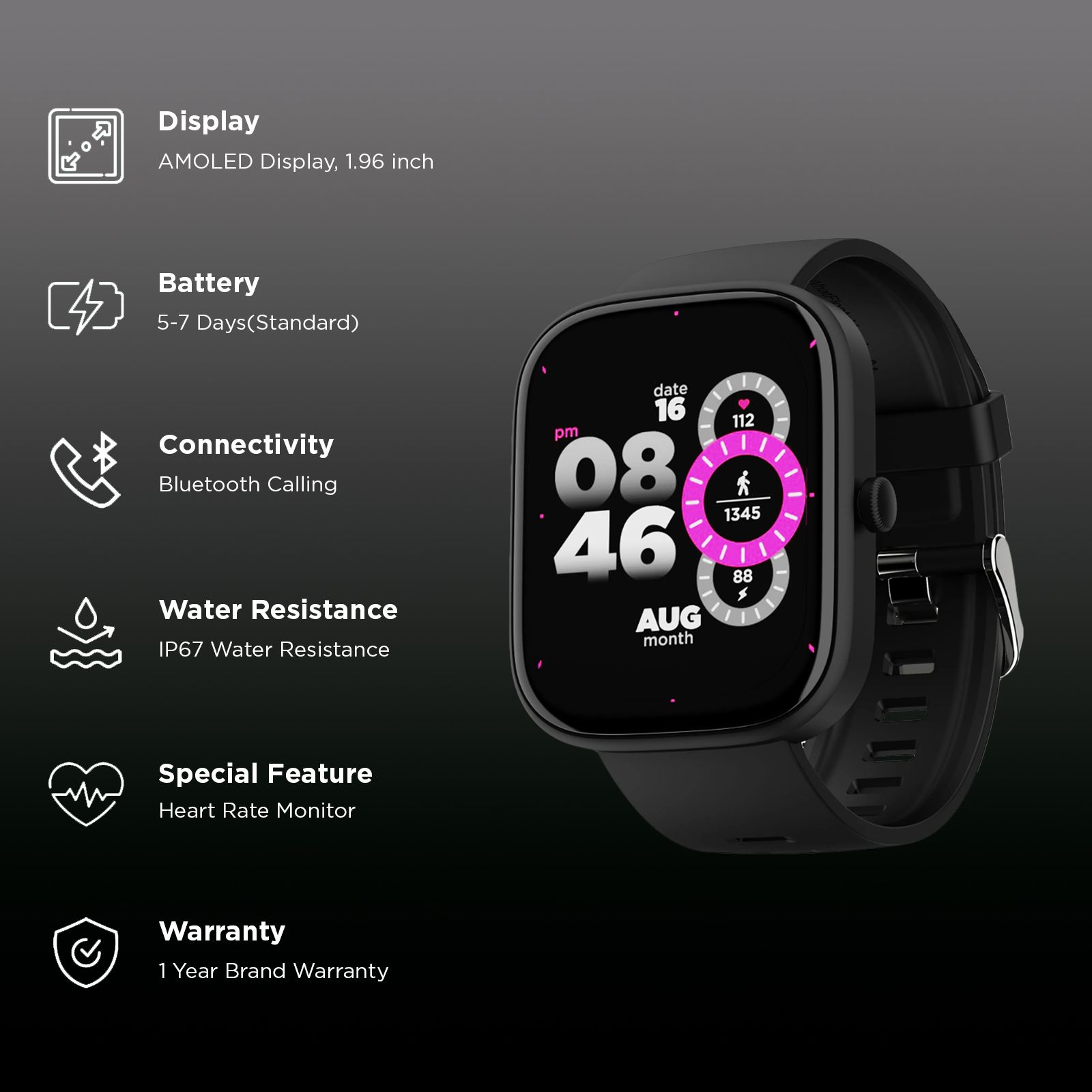 boAt Wave Convex Smartwatch with IP67 Waterproof (49.7mm AMOLED Display, Active Black Strap)_2