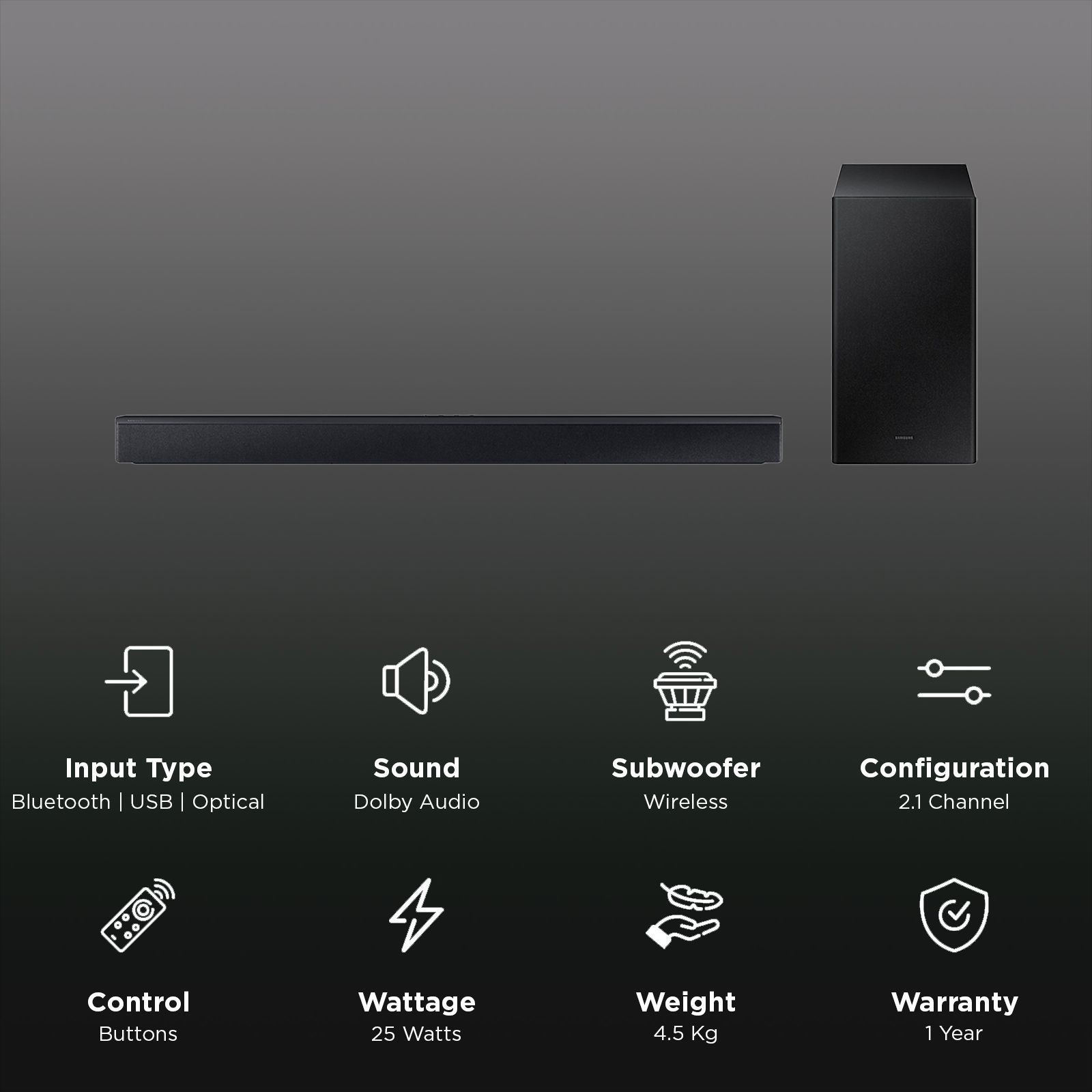 SAMSUNG HWC450XL 300W Bluetooth Soundbar with Remote (Dolby Digital 2.0, 2.1 Channel, Titan Black)_3