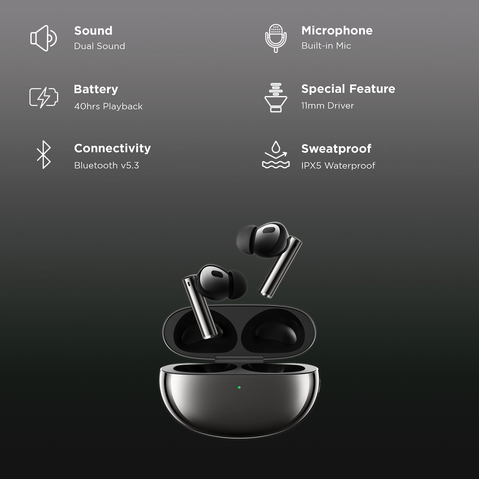 realme Buds Air 5 Pro RMA2120 TWS with Active Noise Cancellation (IPX5 Water Resistance, LDAC HD Audio Codec, Astral Black)_2