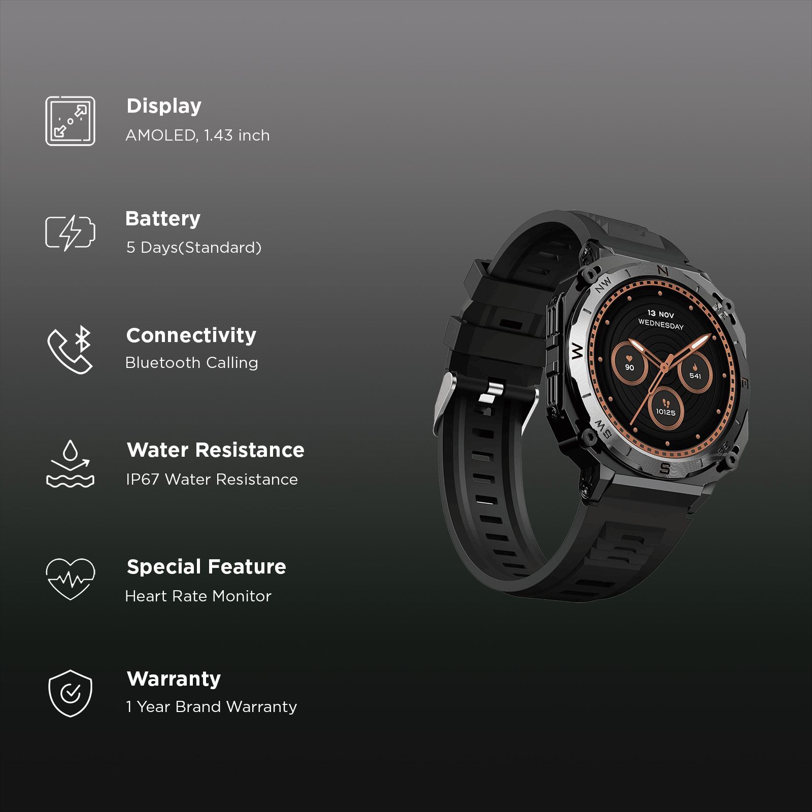 boAt Enigma X500 Smartwatch with Bluetooth Calling (36.3mm AMOLED Display, IP68 Sweat Resistant, Jet Black Strap) boAt Enigma X500 Smartwatch with Bluetooth Calling (36.3mm AMOLED Display, IP68 Sweat Resistant, Jet Black Strap)_2
