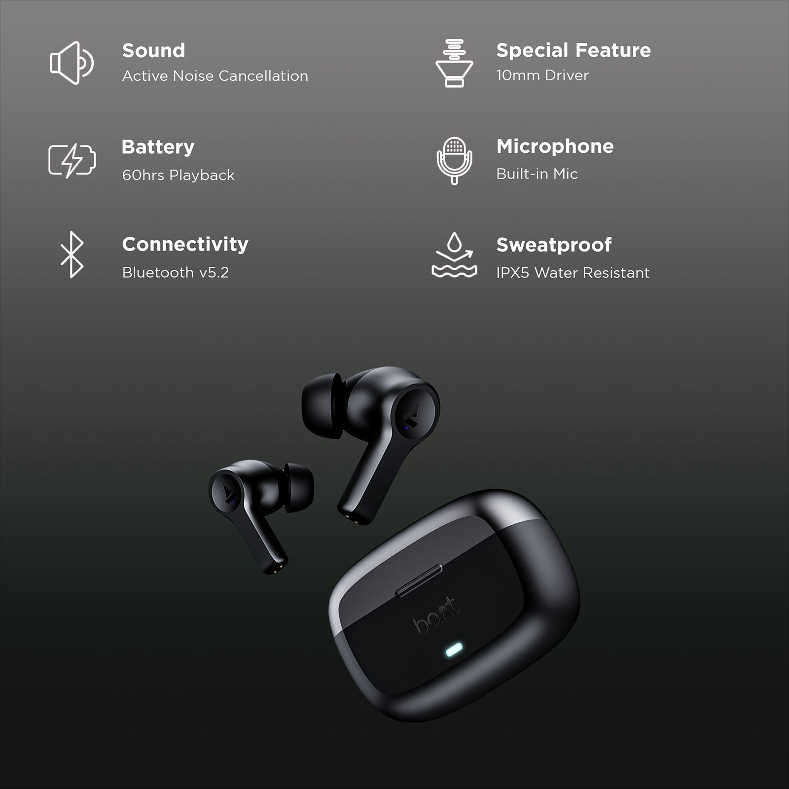 boAt Airdopes Flex 454 ANC TWS Earbuds with Active Noise Cancellation (IPX5 Water Resistance, Multipoint Connection, Black)_2