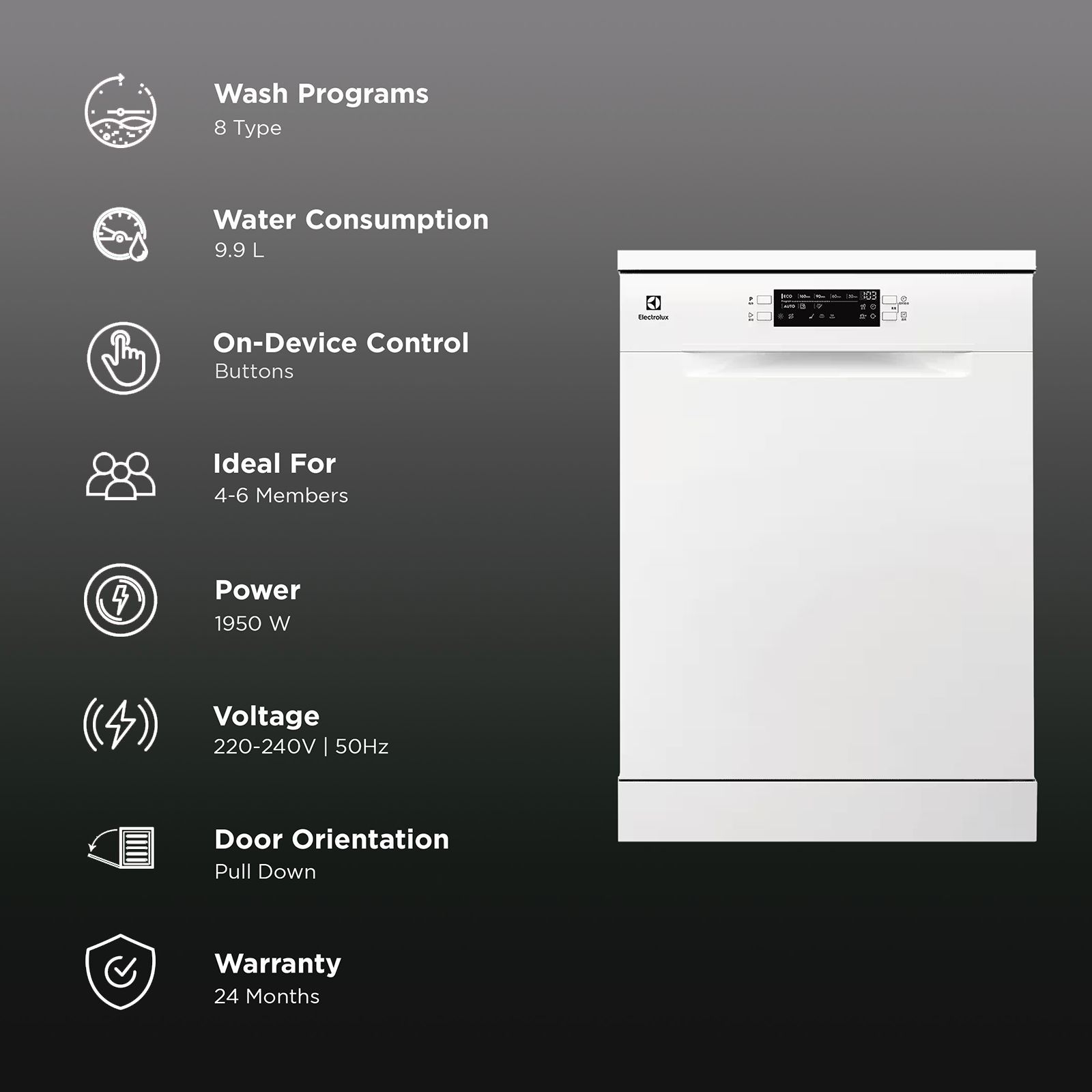 Electrolux UltimateCare 300 13 Place Settings Free Standing Dishwasher with Anti Flood System (White)_3
