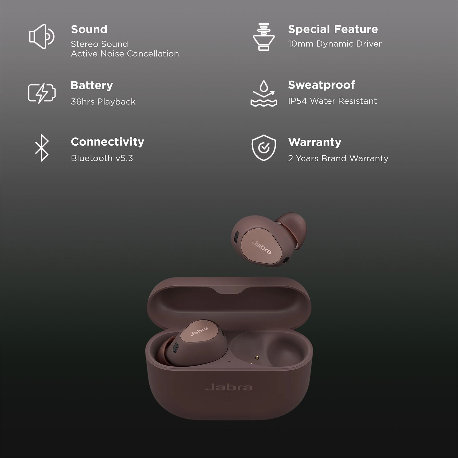 Jabra Elite 10 TWS Earbuds with Active Noise Cancellation (Fast Charging, Cocoa)_2