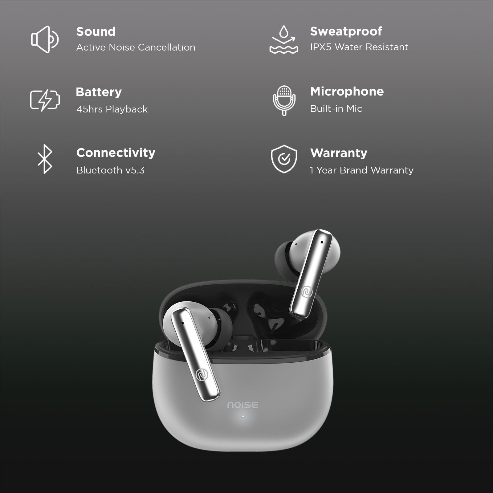 noise Air Buds Pro 3 TWS Earbuds with Active Noise Cancellation (IPX5 Water Resistant, Instacharge, Shadow Grey)_2