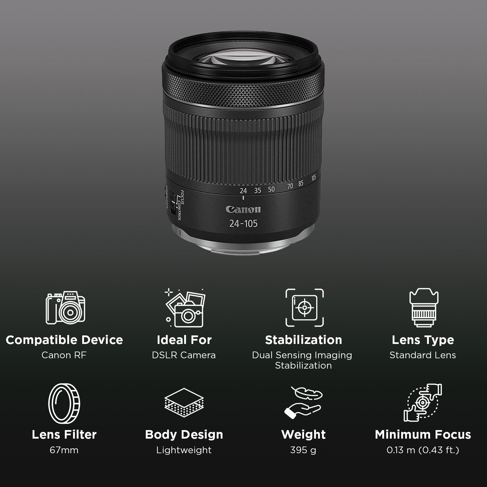 Canon 24-105mm f/4 f/7.1 Standard Lens Canon RF Mount (67mm Filter) Canon 24-105mm f/4 f/7.1 Standard Lens Canon RF Mount (67mm Filter)_3