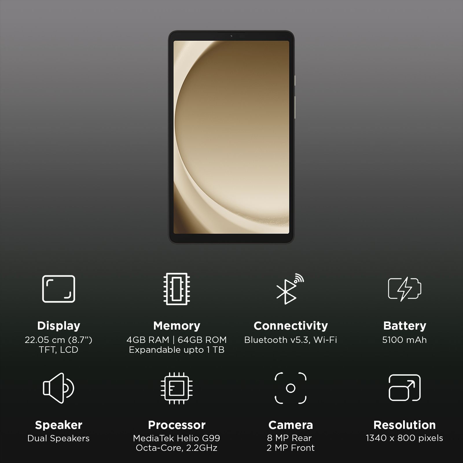 SAMSUNG Galaxy Tab A9 Wi-Fi Android Tablet (8.7 Inch, 4GB RAM, 64GB ROM, Silver) SAMSUNG Galaxy Tab A9 Wi-Fi Android Tablet (8.7 Inch, 4GB RAM, 64GB ROM, Silver)_3