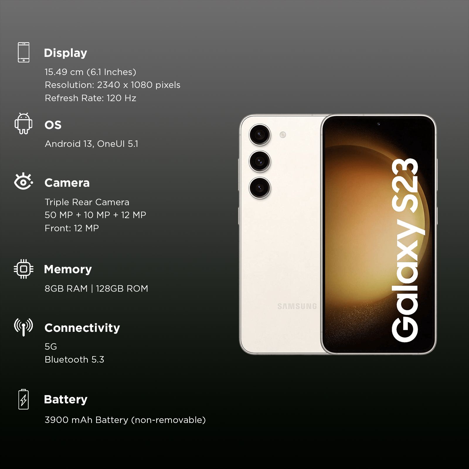 SAMSUNG Galaxy S23 5G (8GB RAM, 128GB, White)_3