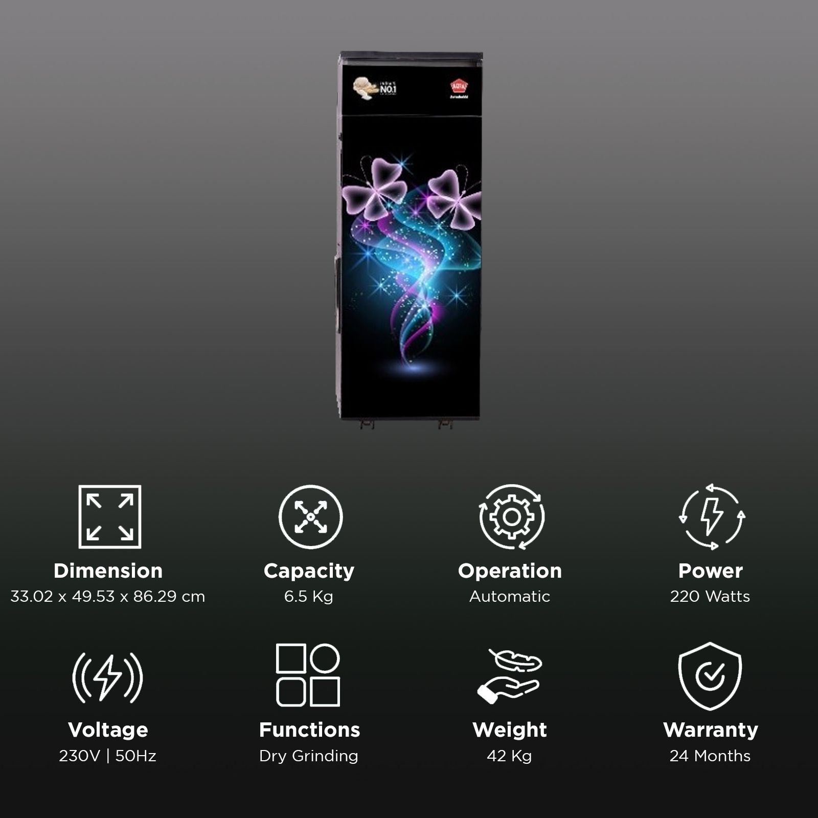 NATRAJ Safari 220 Watts 6.5 Kg Flour Mill Machine (AC110, Black) NATRAJ Safari 220 Watts 6.5 Kg Flour Mill Machine (AC110, Black)_2