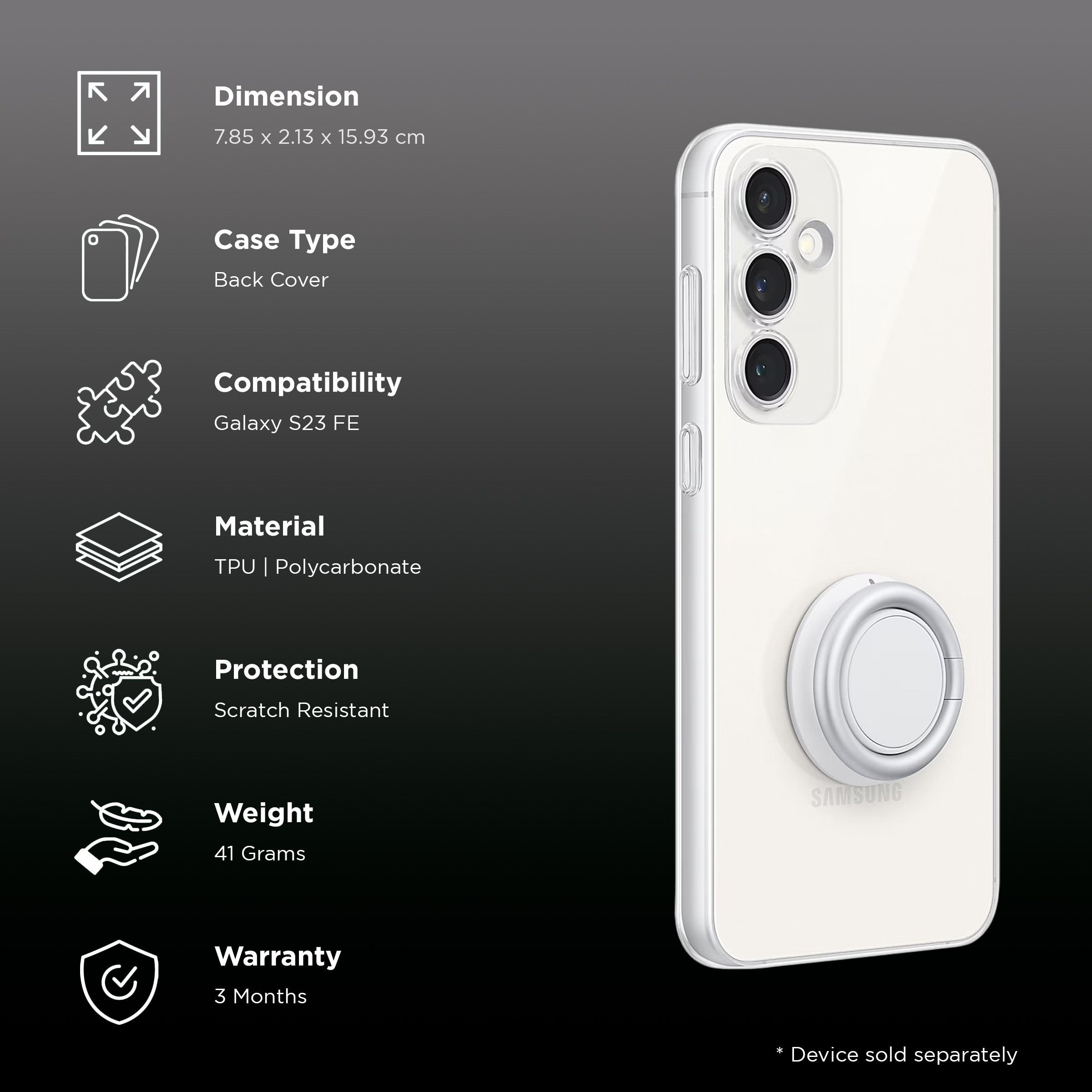 SAMSUNG Soft TPU Back Case for Galaxy S23 FE (Scratch Resistant, Transparent)_2