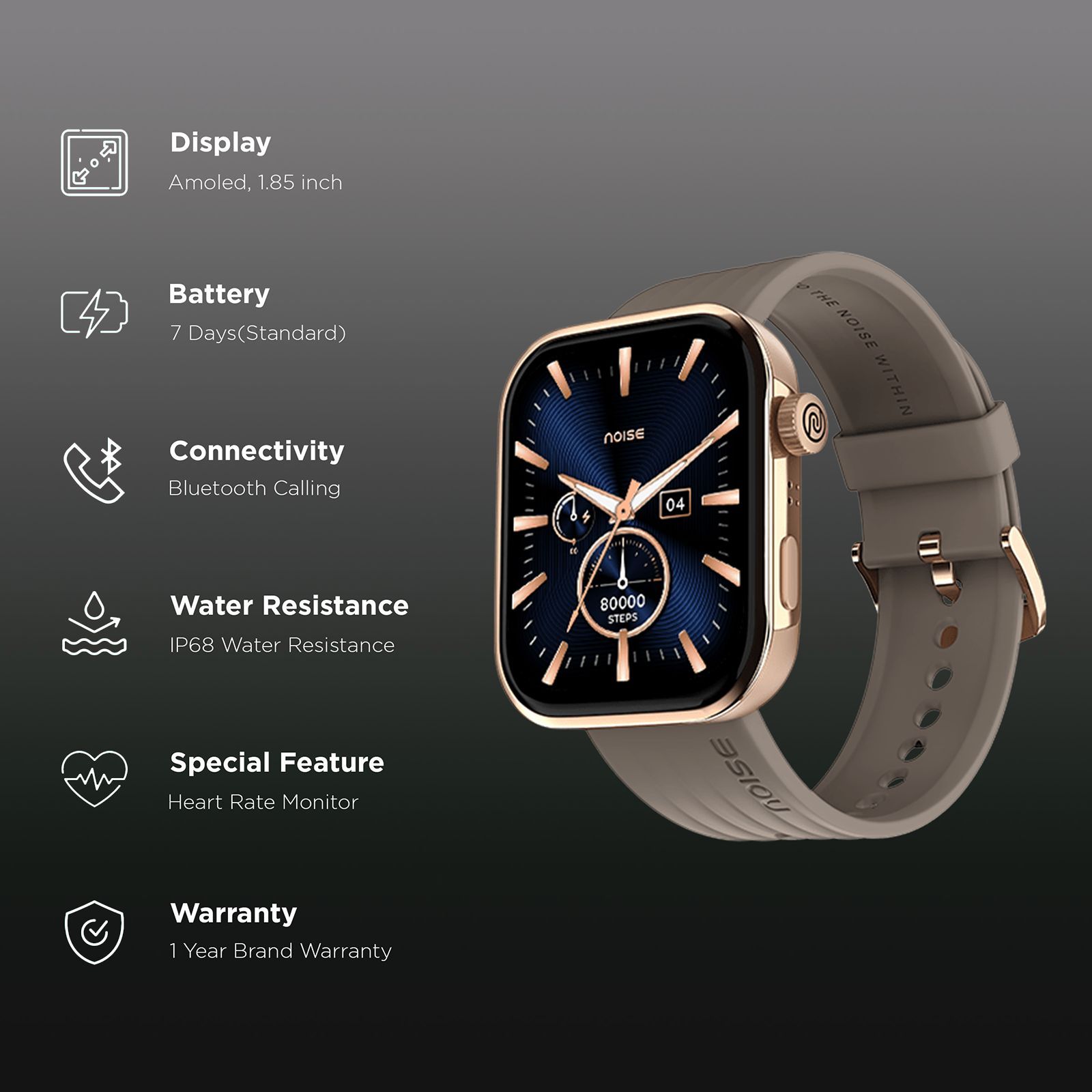 noise ColorFit Pro 5 Smartwatch with Bluetooth Calling (46.99mm AMOLED Display, IP68 Water Resistant, Vintage Brown Strap) noise ColorFit Pro 5 Smartwatch with Bluetooth Calling (46.99mm AMOLED Display, IP68 Water Resistant, Vintage Brown Strap)_2