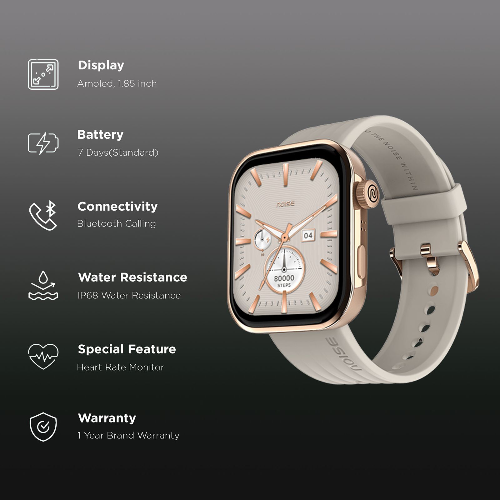 noise ColorFit Pro 5 Smartwatch with Bluetooth Calling (46.9mm AMOLED Display, IP68 Water Resistant, Starlight Gold Strap) noise ColorFit Pro 5 Smartwatch with Bluetooth Calling (46.9mm AMOLED Display, IP68 Water Resistant, Starlight Gold Strap)_2