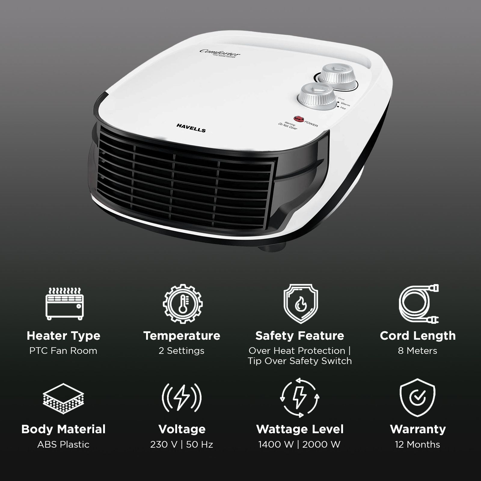 HAVELLS Comforter 2000W Fan Room Heater with Adjustable Thermostat (Auto Shut-off_3