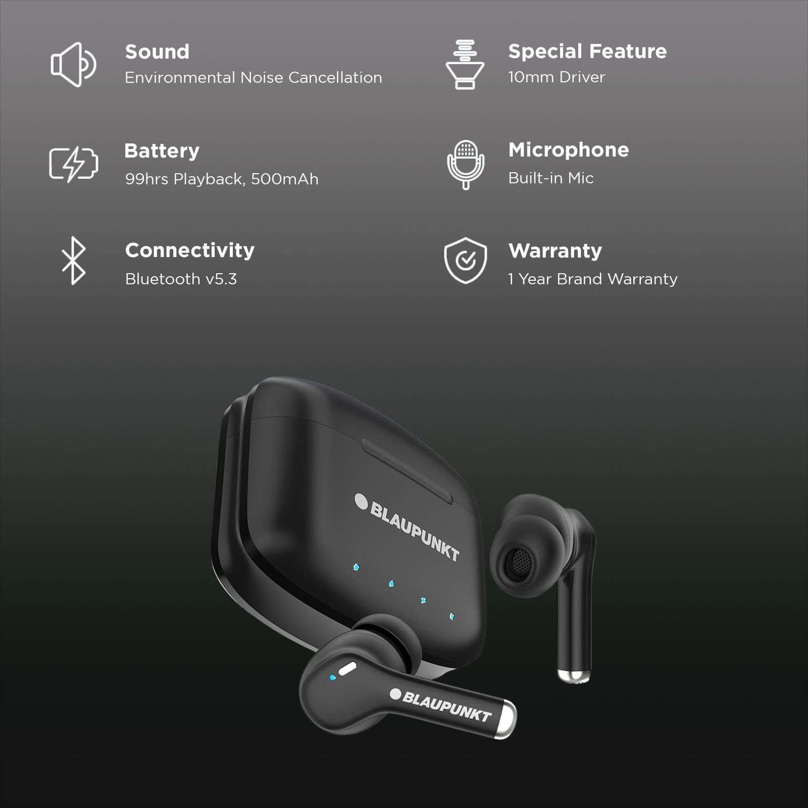 Blaupunkt BTW100 Xtreme TWS Earbuds with Adaptive Noise Cancellation (Turbovolt Charging, Black)_2