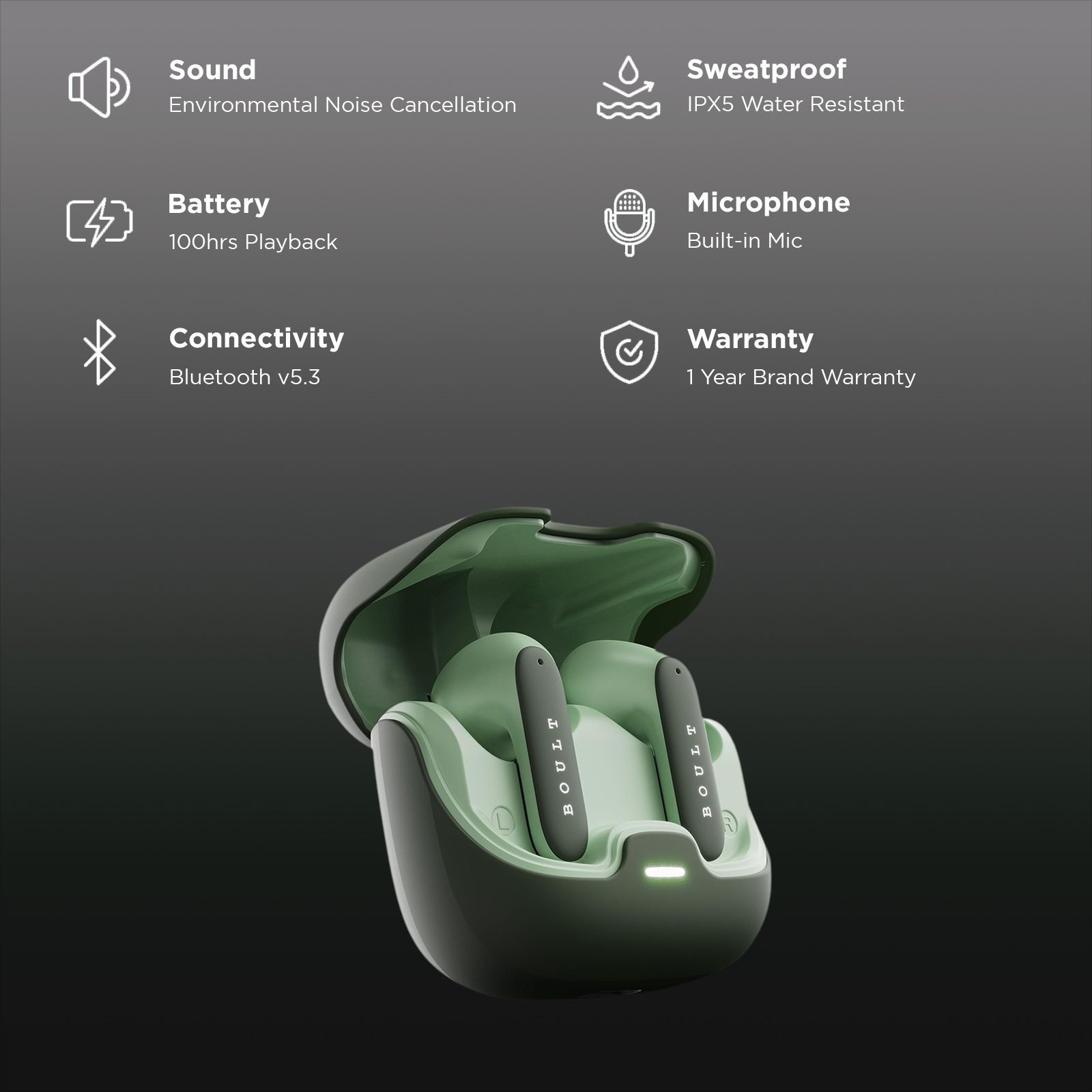 GOBOULT (formerly Boult) Z40 Pro TWS Earbuds with Environmental Noise Cancellation (IPX5 Water Resistant, Fast Charging, Pro Jungle)_2