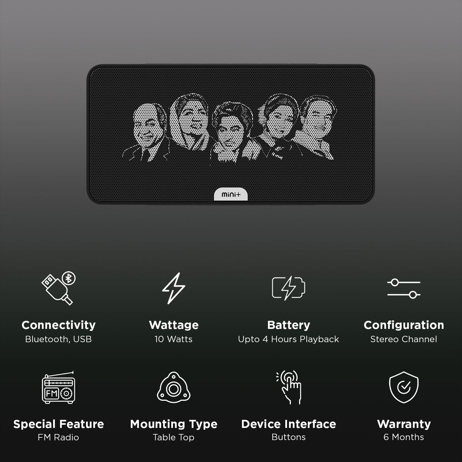 SAREGAMA Carvaan Mini Plus 10 Watts Portable  Bluetooth Speaker (Handsfree Calling, SCMP130, Moonlight Black)_3