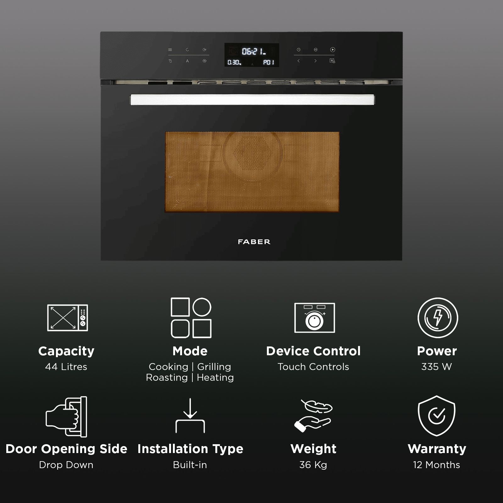 FABER FBIMWO 44L 60cm Built-in Microwave with 13 Autocook Menu (131.0617.250, Black)_3