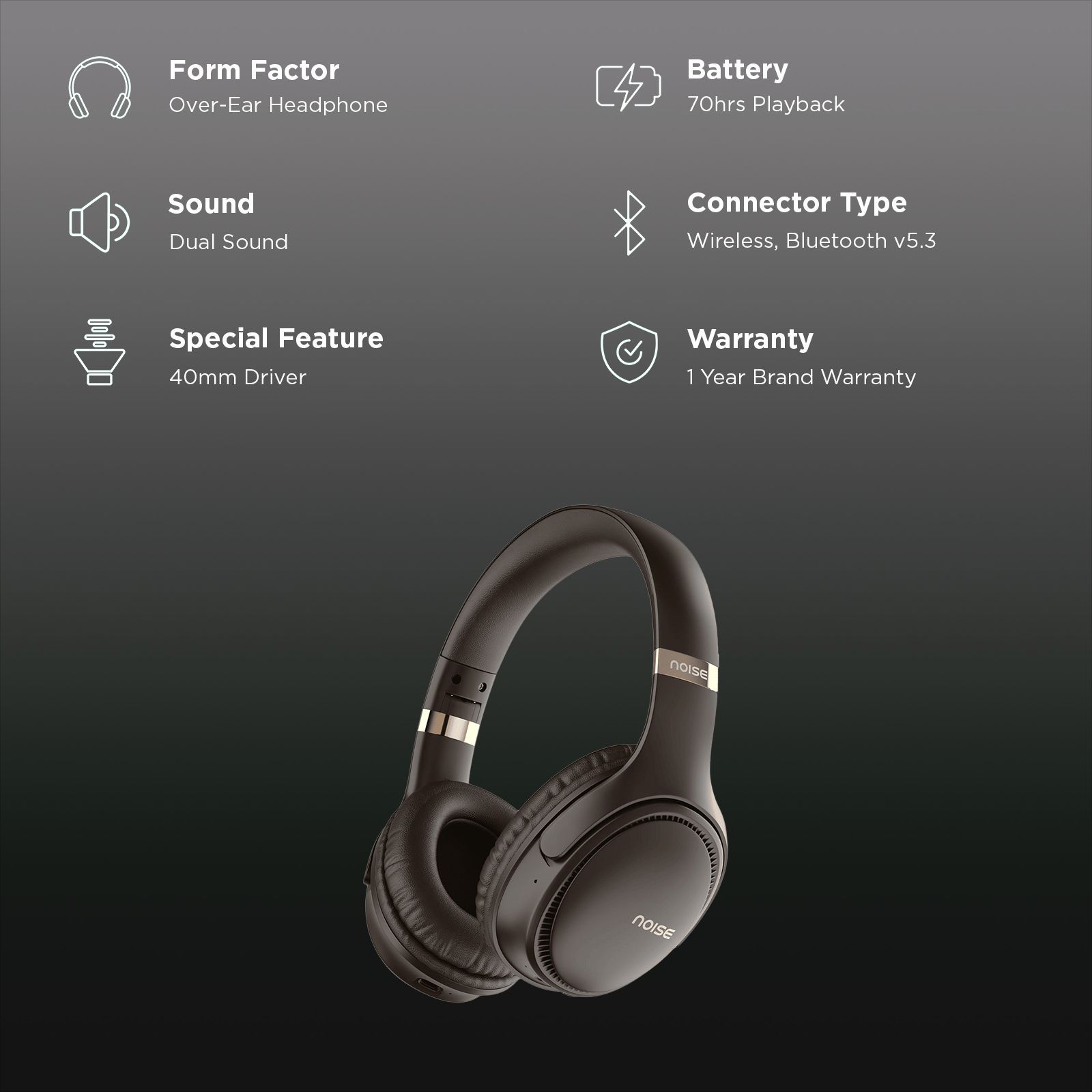 noise Three Bluetooth Headphone with Mic (Google Assistant Enabled, Over Ear, Chocolate Brown) noise Three Bluetooth Headphone with Mic (Google Assistant Enabled, Over Ear, Chocolate Brown)_2