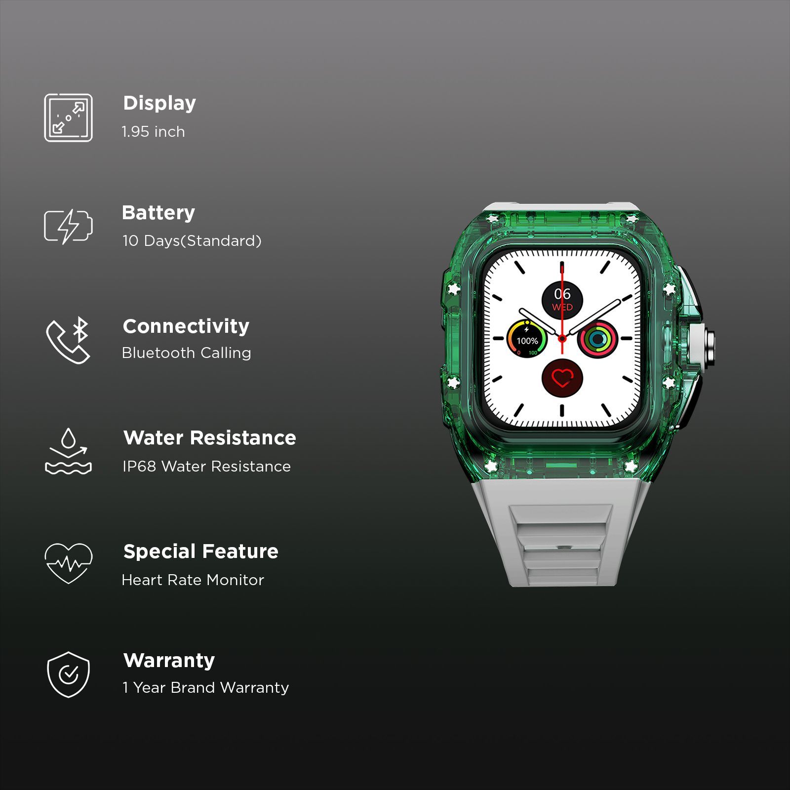 FIRE-BOLTT Diablo Smartwatch with Bluetooth Calling (49.5mm Always On Display, IP68 Water Resistant, White Strap)_2