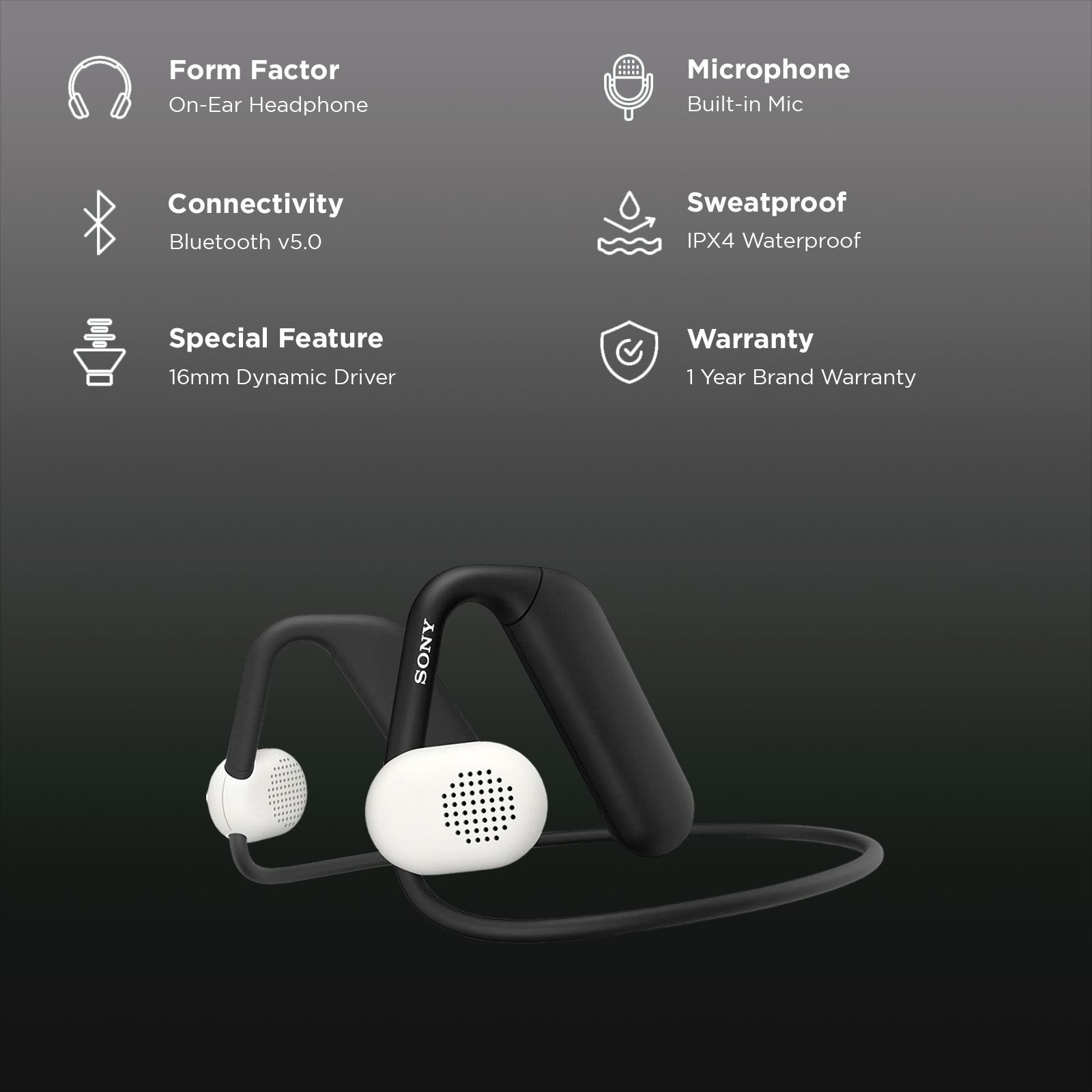 SONY Float Run WIOE610 Bone Conduction Bluetooth Headset (IPX4 Water Resistant, 10 Hours Playback, Black)_2