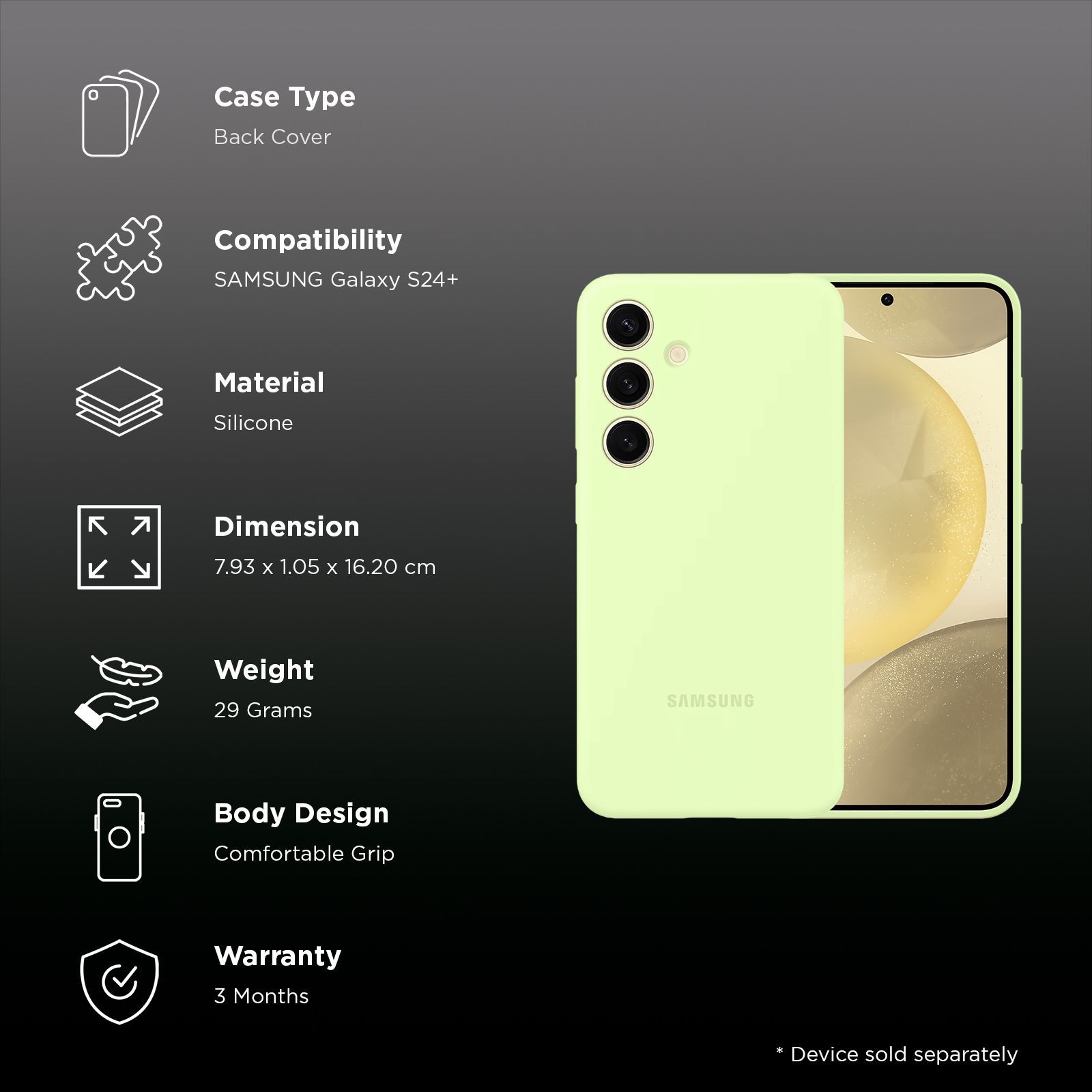 SAMSUNG Silicone Back Case for SAMSUNG Galaxy S24+ (Silky-smooth Touch, Lime)_2