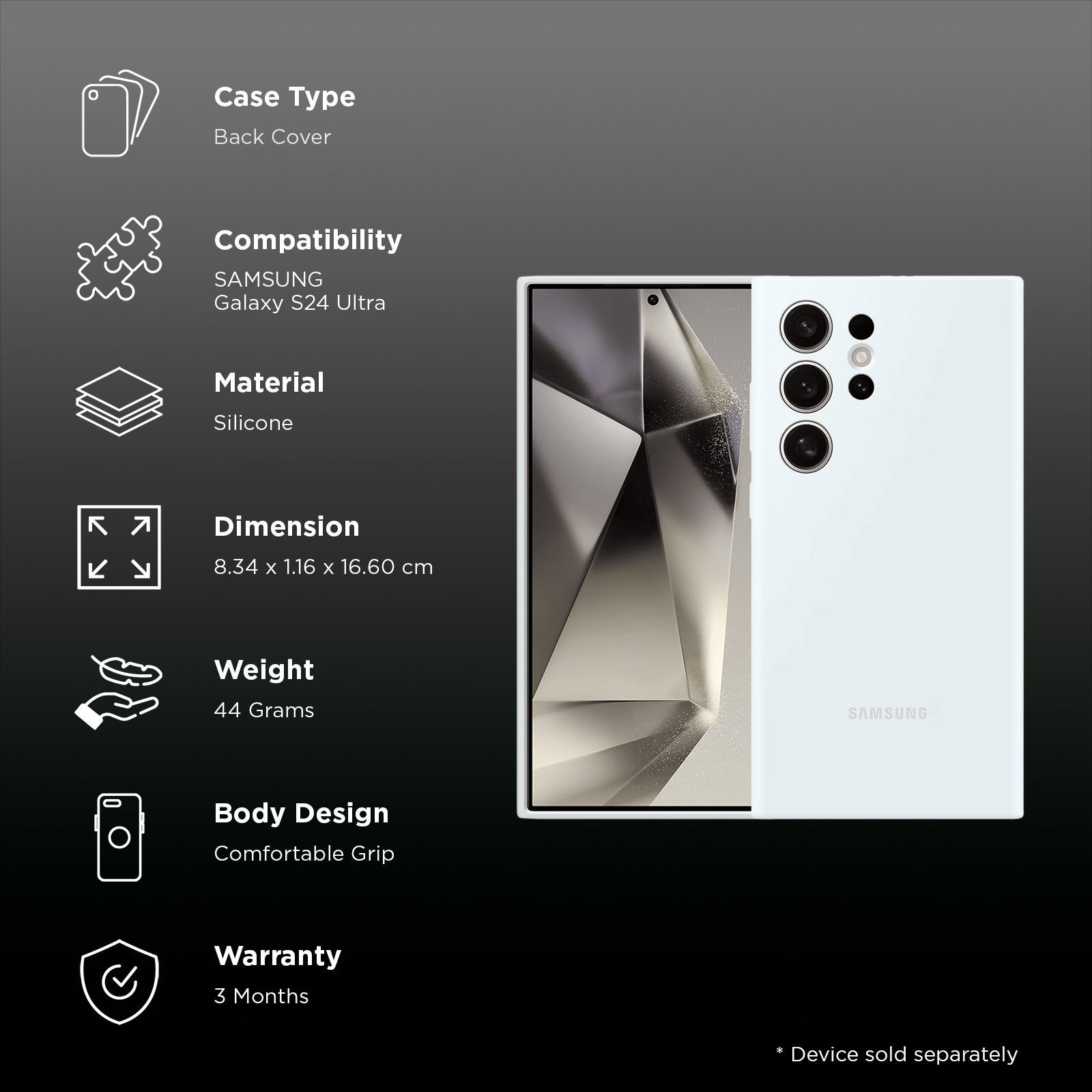 SAMSUNG Silicone Back Case for SAMSUNG Galaxy S24 Ultra (Silky-smooth Touch, White) SAMSUNG Silicone Back Case for SAMSUNG Galaxy S24 Ultra (Silky-smooth Touch, White)_2