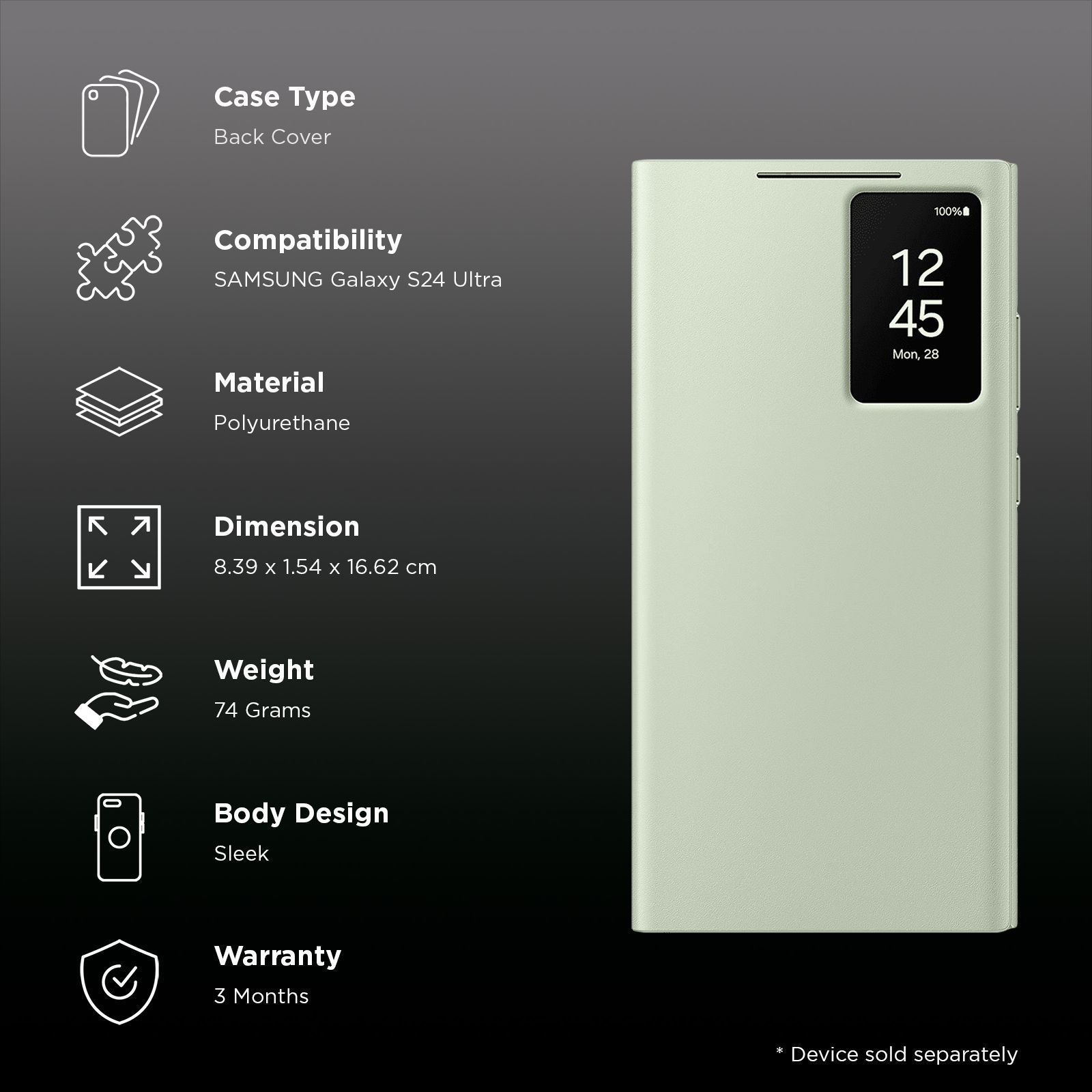 SAMSUNG Polyurethane Flip Cover for SAMSUNG Galaxy S24 Ultra (Handy Hidden Pocket, Light Green)_2