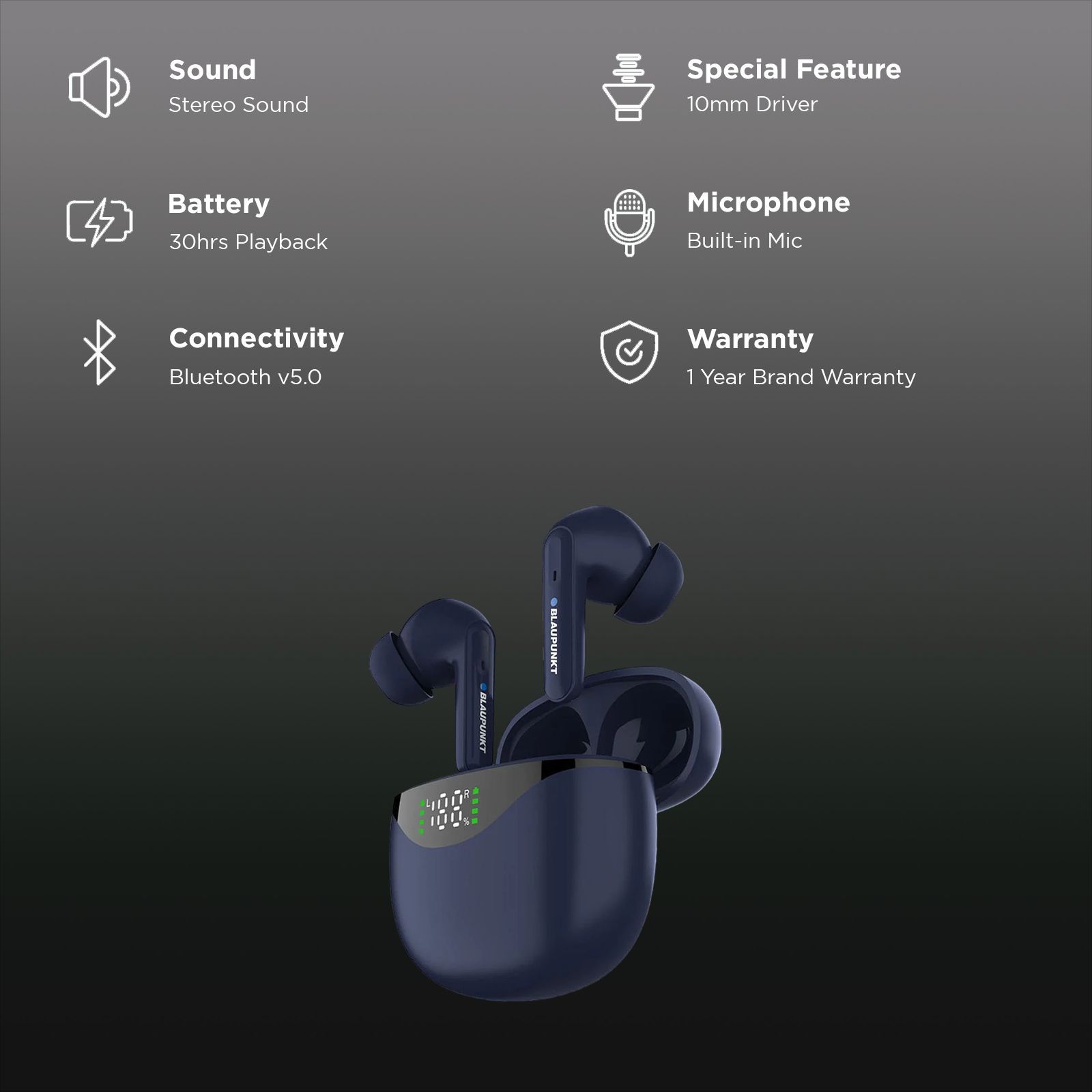 Blaupunkt BTW20 TWS Earbuds (IPX5 Water Resistant, Turbovolt Charging, Blue)_2